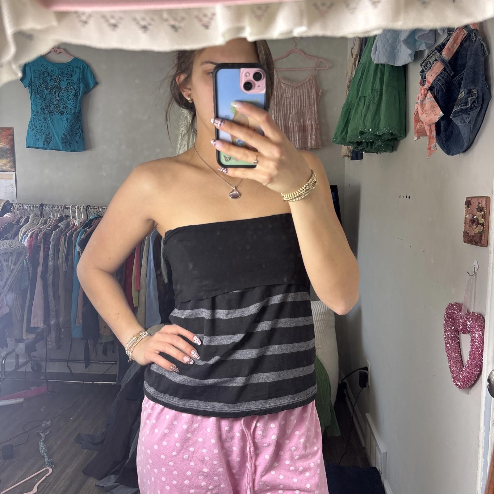Other y2k striped fold over grunge top or mini skirt Size 36" / US 14 / IT 50 - 3 Thumbnail