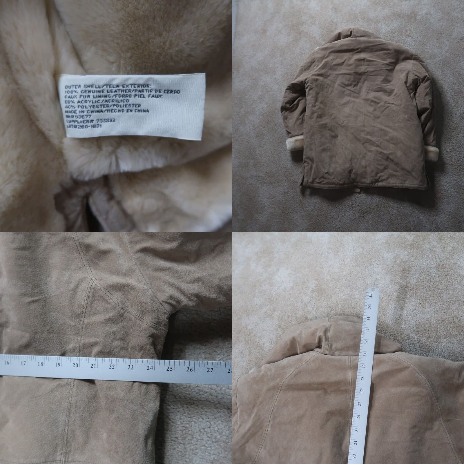 Vintage St Johns Bay Coat Jacket Womens Large Tan Suede Leather Washable Lined Zip Hooded Mid-Length Size L / US 10 / IT 46 - 8 Thumbnail