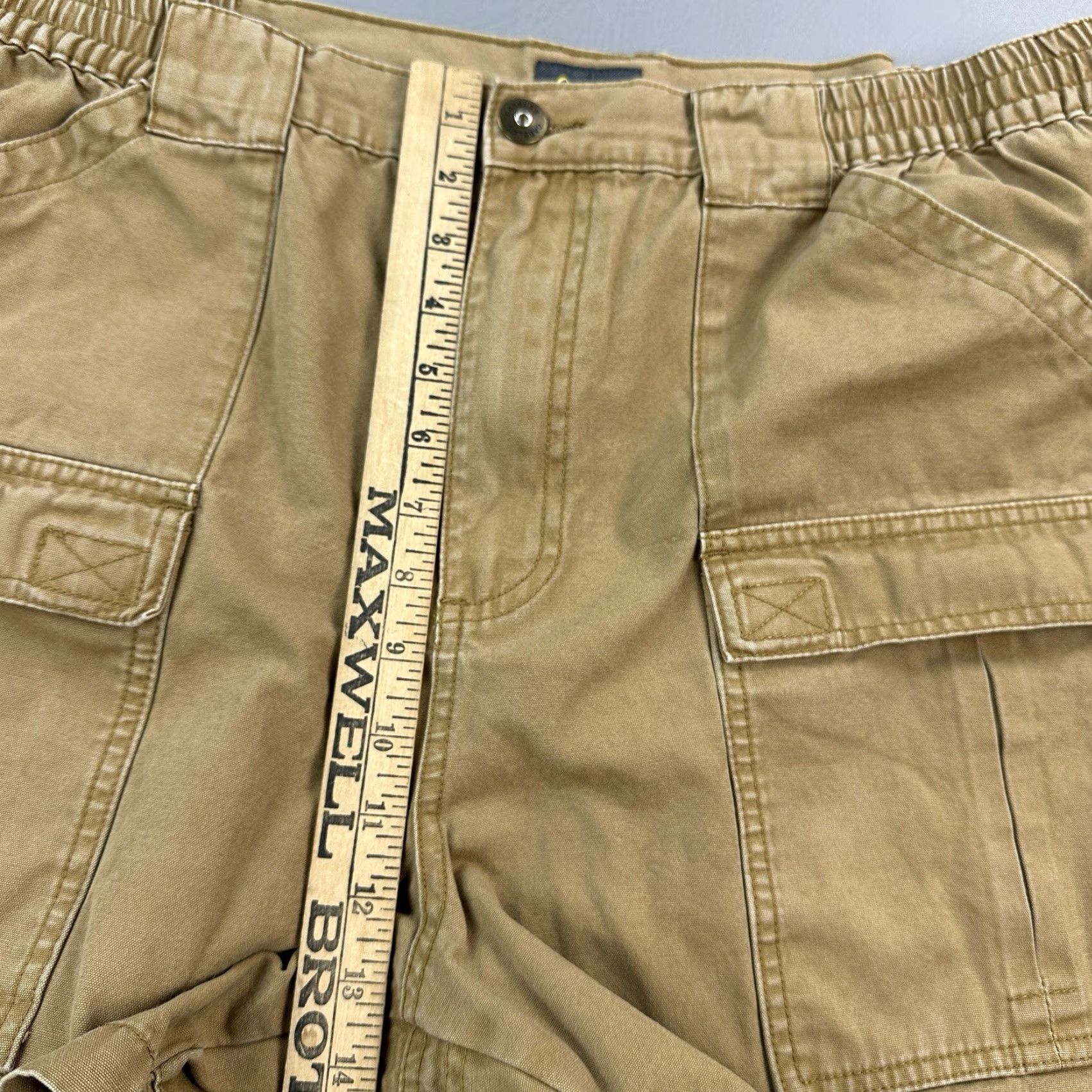 Vintage Cabelas Shorts Mens 42 Tan Canvas 5" Trail Hiker Cargo Elastic Waist Lot of 2 Mens Pants Canvas Cargo Pocket Brown 42 in Regular Cotton Size US 42 / EU 58 - 4 Thumbnail