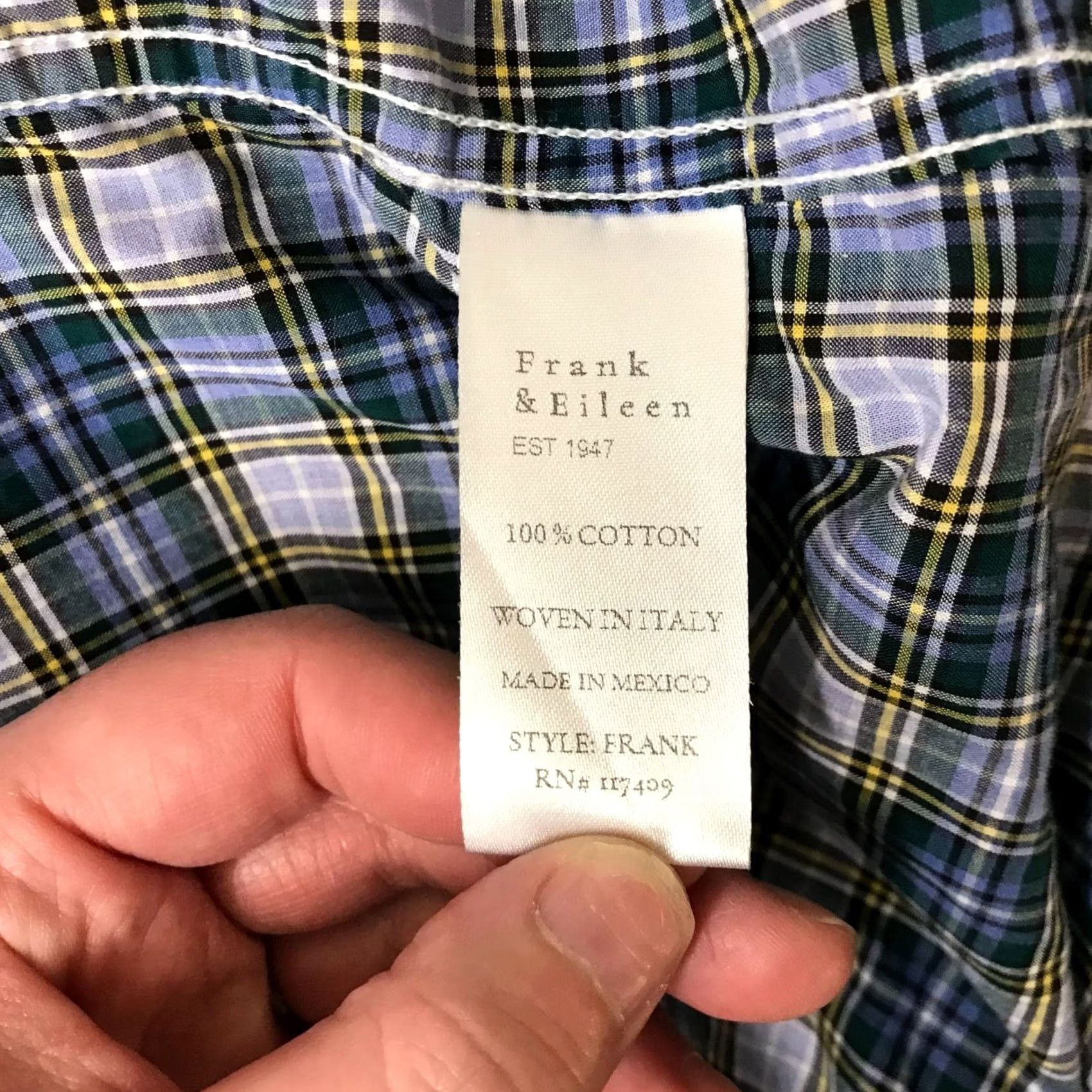 Frank & Eileen FRANK & EILEEN Shirt Womens M Blue Plaid Long Sleeve Button Up Cotton Top Button-Up Casual Spring Fall Summer Womens Size M / US 6-8 / IT 42-44 - 8 Thumbnail