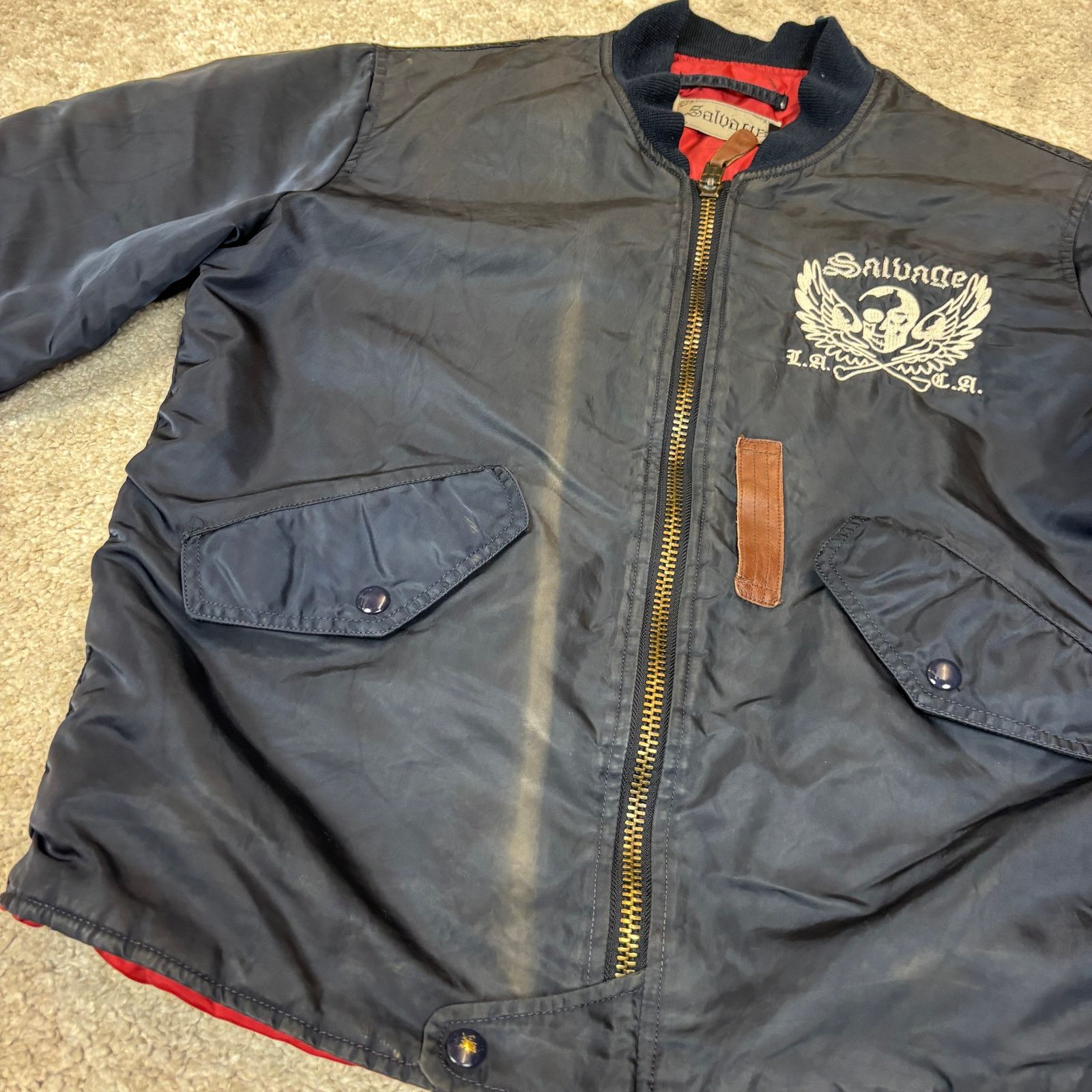 Salvage Salvage MA-1 Bomber Jacket Death or Glory Men's Medium y2k Size US M / EU 48-50 / 2 - 10 Thumbnail