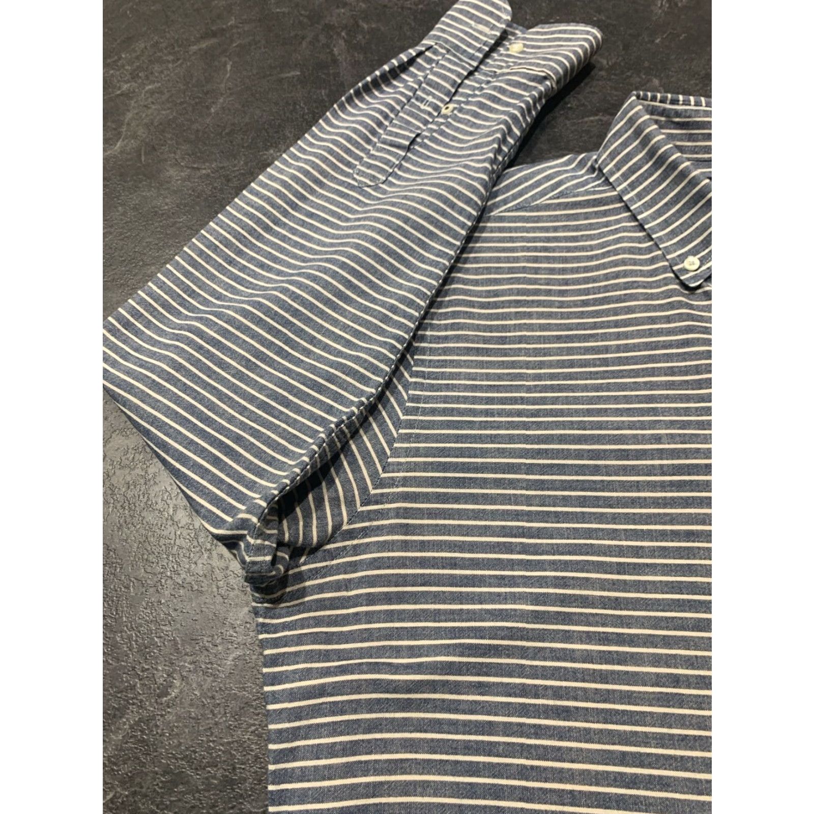 American Eagle Outfitters American Eagle Outfitters Prep Fit Button Up Shirt Mens Large Blue Striped Long Sleeve Size US L / EU 52-54 / 3 - 6 Thumbnail