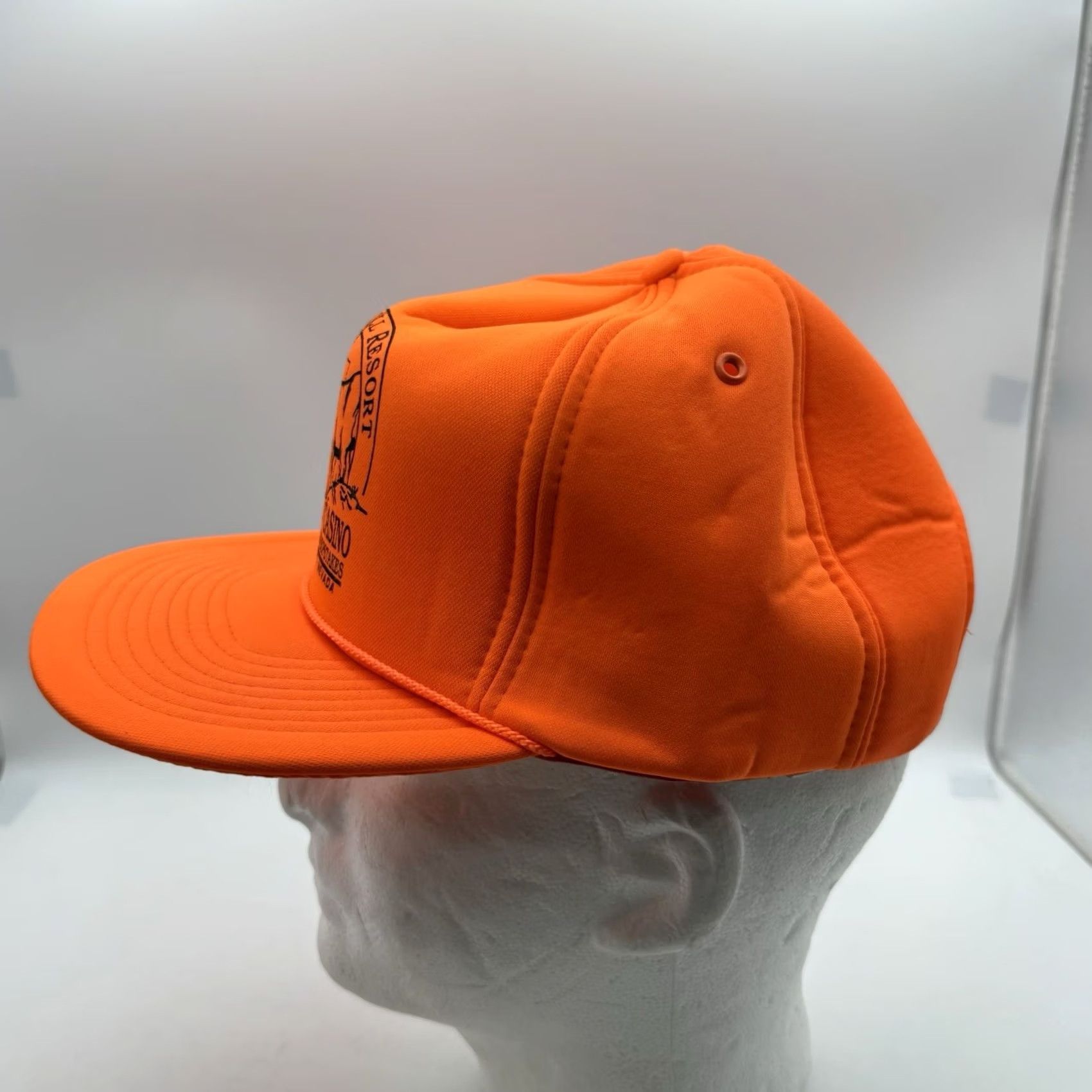Hunter VINTAGE Mohr's Peppermill Resort Hotel Casino Trucker Hat Snapback Orange Unisex Adults Adjustable Nylon Foam Size ONE SIZE - 5 Thumbnail