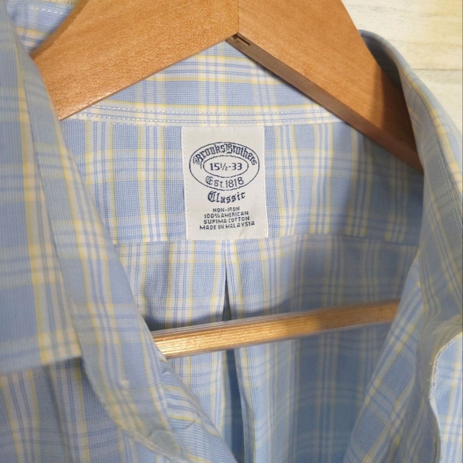 Brooks Brothers Brooks Brothers Supima Cotton Plaid Mens Shirt 15.5-33 Blue Size US S / EU 44-46 / 1 - 4 Thumbnail