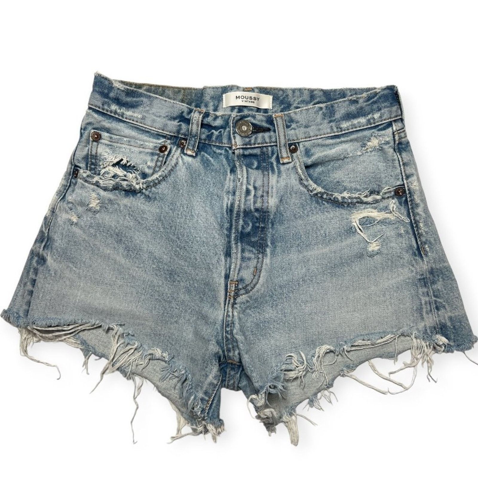 Moussy Vintage Denim Jean Shorts SIZE 26 Destroyed Japan