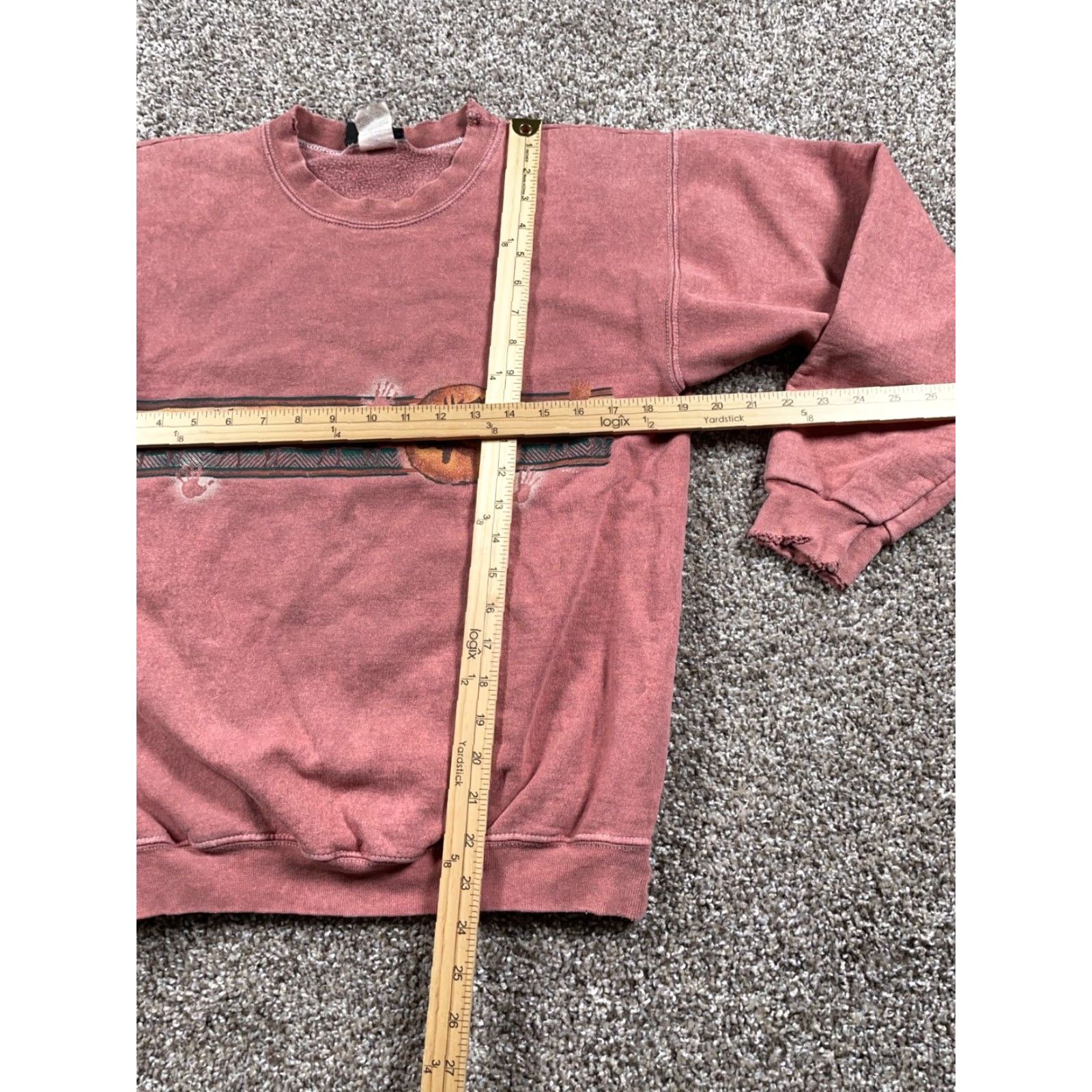 Vintage VINTAGE Stone Aged Rock Wear Sweatshirt Crew Neck Red Tie Dye Moose Print Adult Small Distressed Long Sleeve Pullover Cotton Polyester Cotton Blend Size US S / EU 44-46 / 1 - 6 Thumbnail
