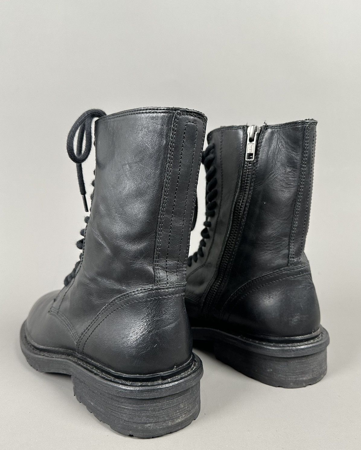 Ann Demeulemeester Ann Demeulemeester - Combat Laced Up Boots - Side Zipper Size US 7 / IT 37 - 3 Thumbnail