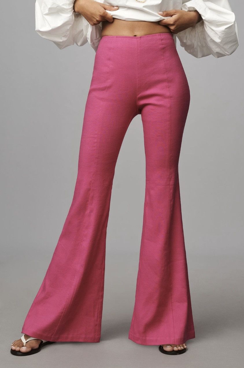 Anthropologie Anthropologie Linen Blend Flare Pants, Size 6 Size 28" / US 6 / IT 42 - 2 Thumbnail