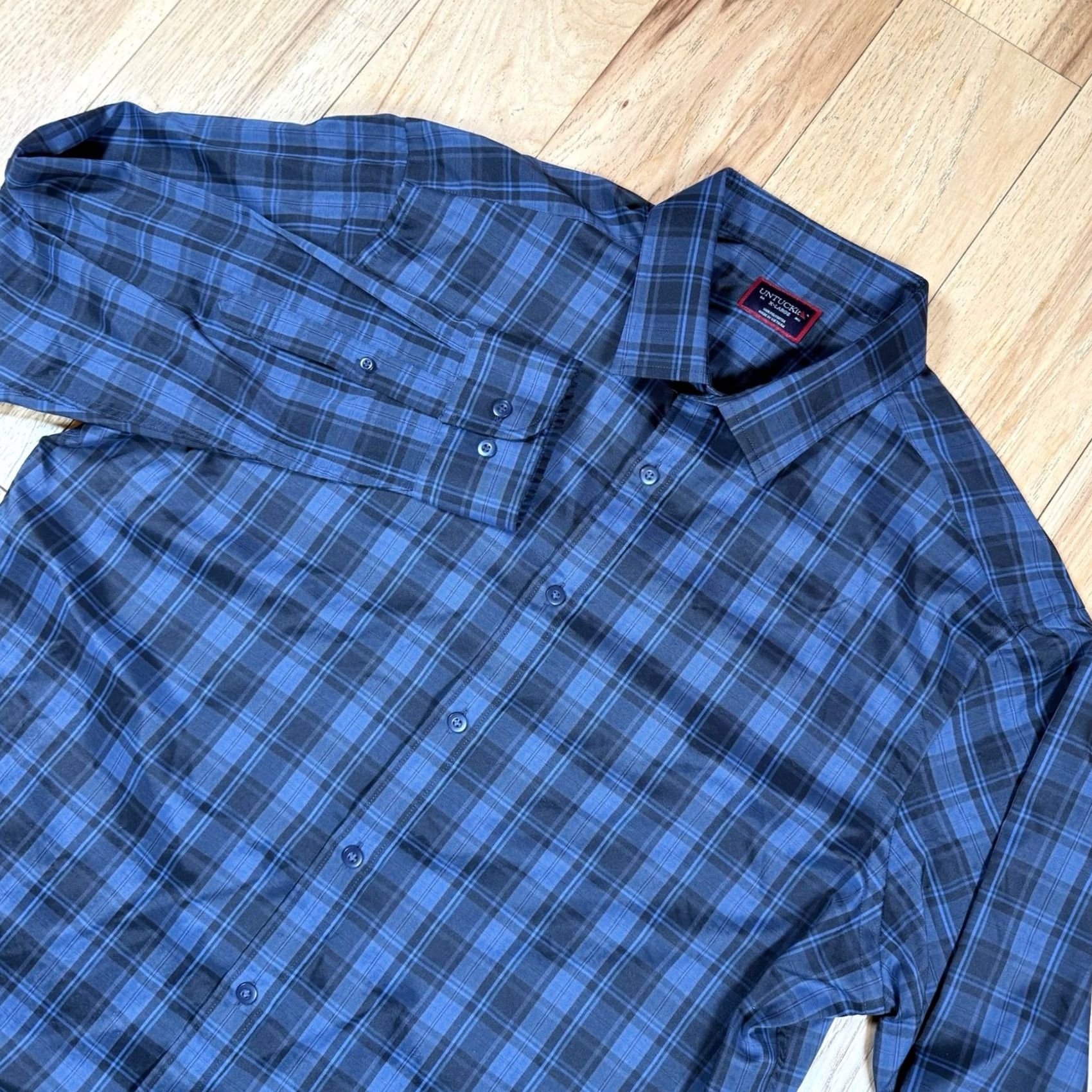 UNTUCKit UNTUCKit Shirt Men XL Blue Black Plaid Button-Up Long Sleeve Button-Up Plaid Mens XL Blue Black 2010s or 2020s (adjust as applicable) Size US XL / EU 56 / 4 - 3 Thumbnail