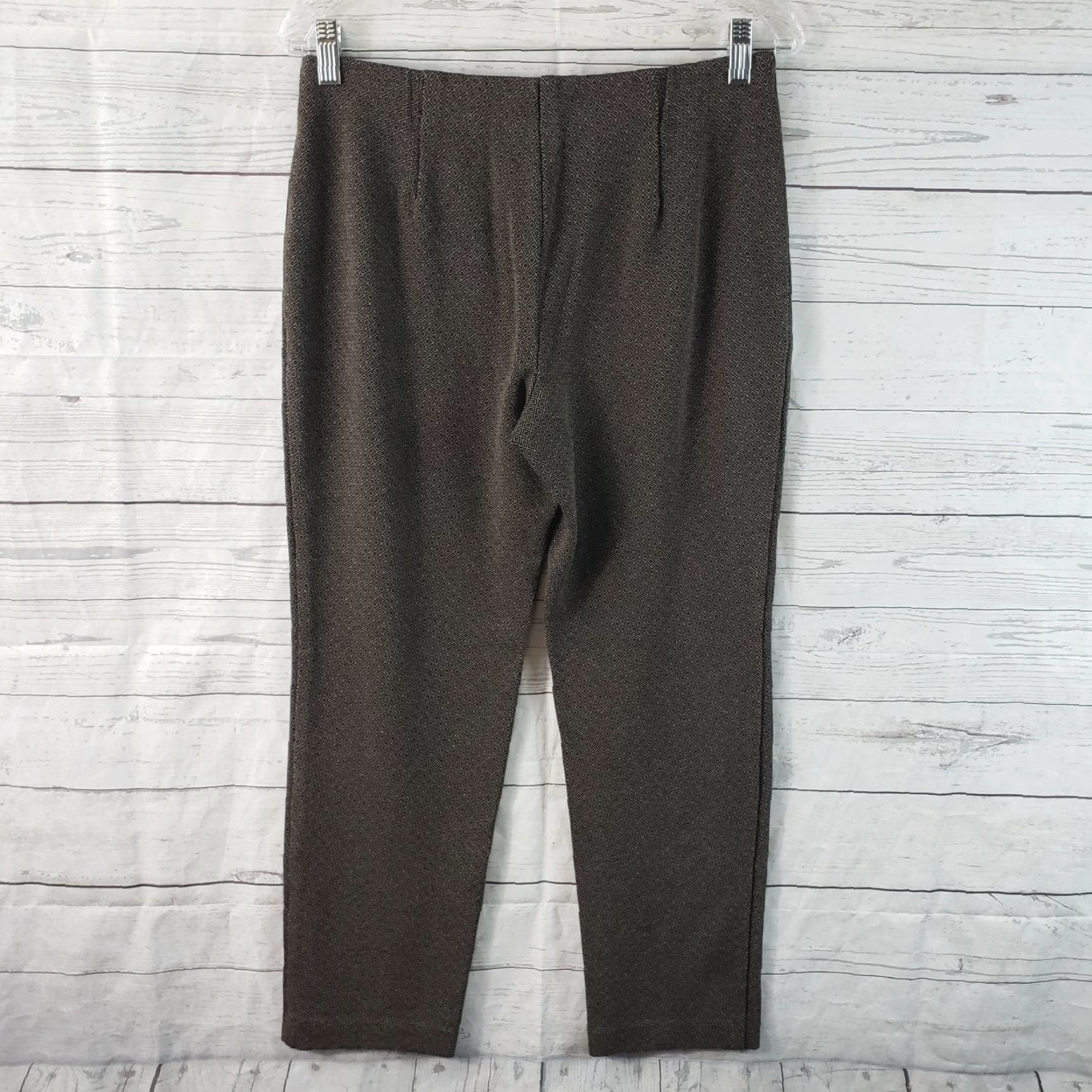 J. Jill J Jill Womens Ponte Slim Leg Pants Sz Small Black Tan Geometric Pull On Mid Rise Pants Womens Small Black Geometric 90s? Size 28" / US 6 / IT 42 - 3 Thumbnail