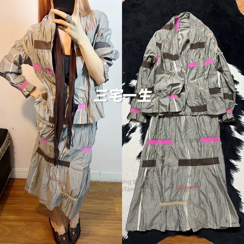 Issey Miyake Issey Miyake Irregular Color Block Pleated Set Skirt Size M / US 6-8 / IT 42-44 - 1 Thumbnail