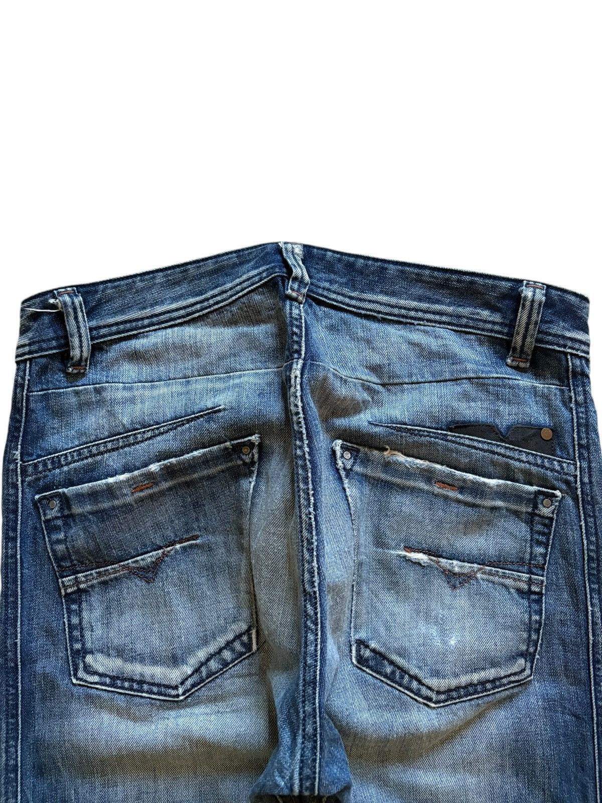 Diesel × Diesel Black Gold Vintage Diesel Faded Blue Wash Distressed Slim Jeans Size US 34 / EU 50 - 8 Thumbnail