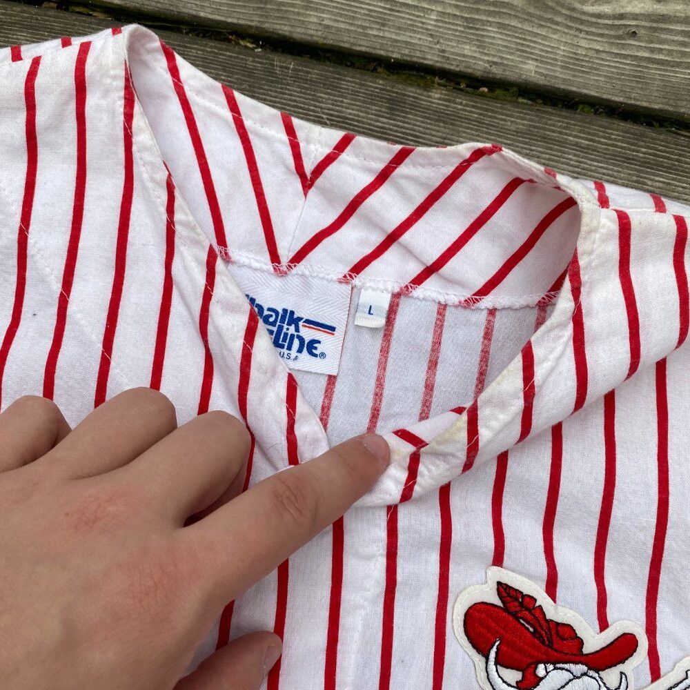 Chalk Line × MLB × Vintage Vintage 90s Chalk Line UNLV Pinstripe Baseball Jersey Spell Size US L / EU 52-54 / 3 - 6 Thumbnail