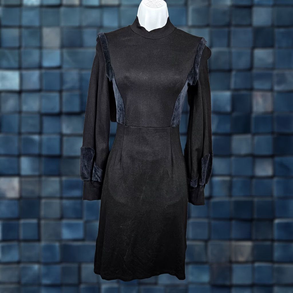 Reiss Reiss Juniors Women’s Lulu Velvet Panel Ponte Sheath Long Sleeve Dress Size 2 Navy/Black Size XS / US 0-2 / IT 36-38 - 1 Thumbnail