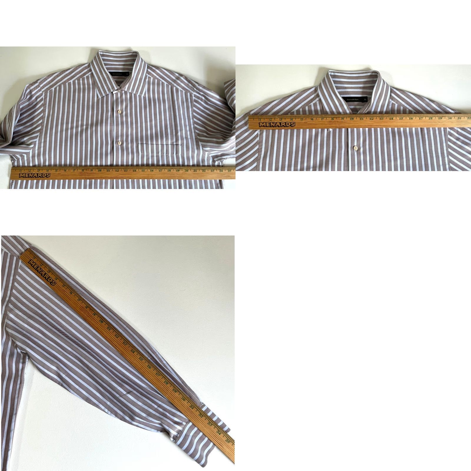 Ermenegildo Zegna VINTAGE Ermenegildo Zegna Button-Up Shirt Stripes XL Mens Cotton Woven Long Sleeve Collared Brown Blue Pattern Casual Size US XL / EU 56 / 4 - 8 Thumbnail