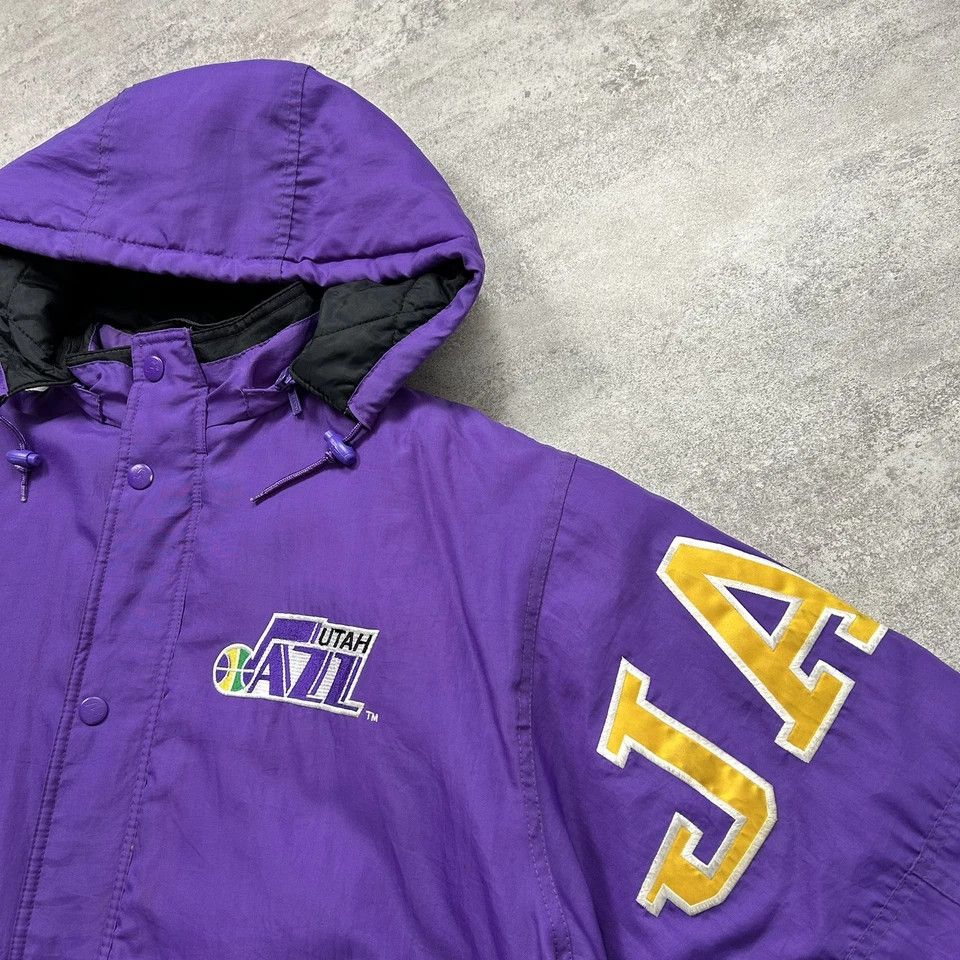 NBA × Starter × Vintage VTG 90s UTAH JAZZ STARTER PUFFER JACKET HOODIE MEN SIZE M Size US M / EU 48-50 / 2 - 4 Thumbnail
