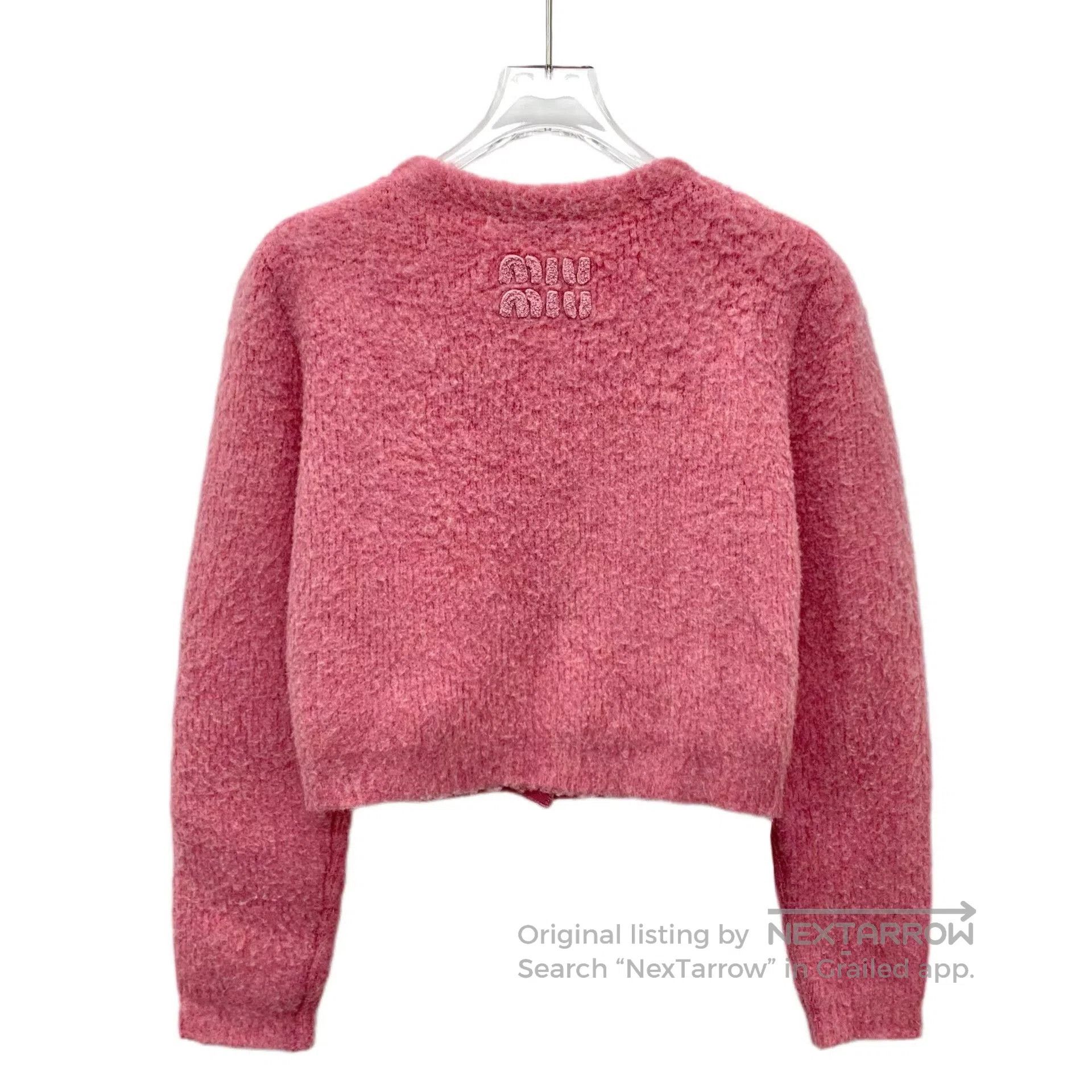 Miu Miu Miu Miu Pink Logo Knit Cardigan. Size M / US 6-8 / IT 42-44 - 2 Thumbnail