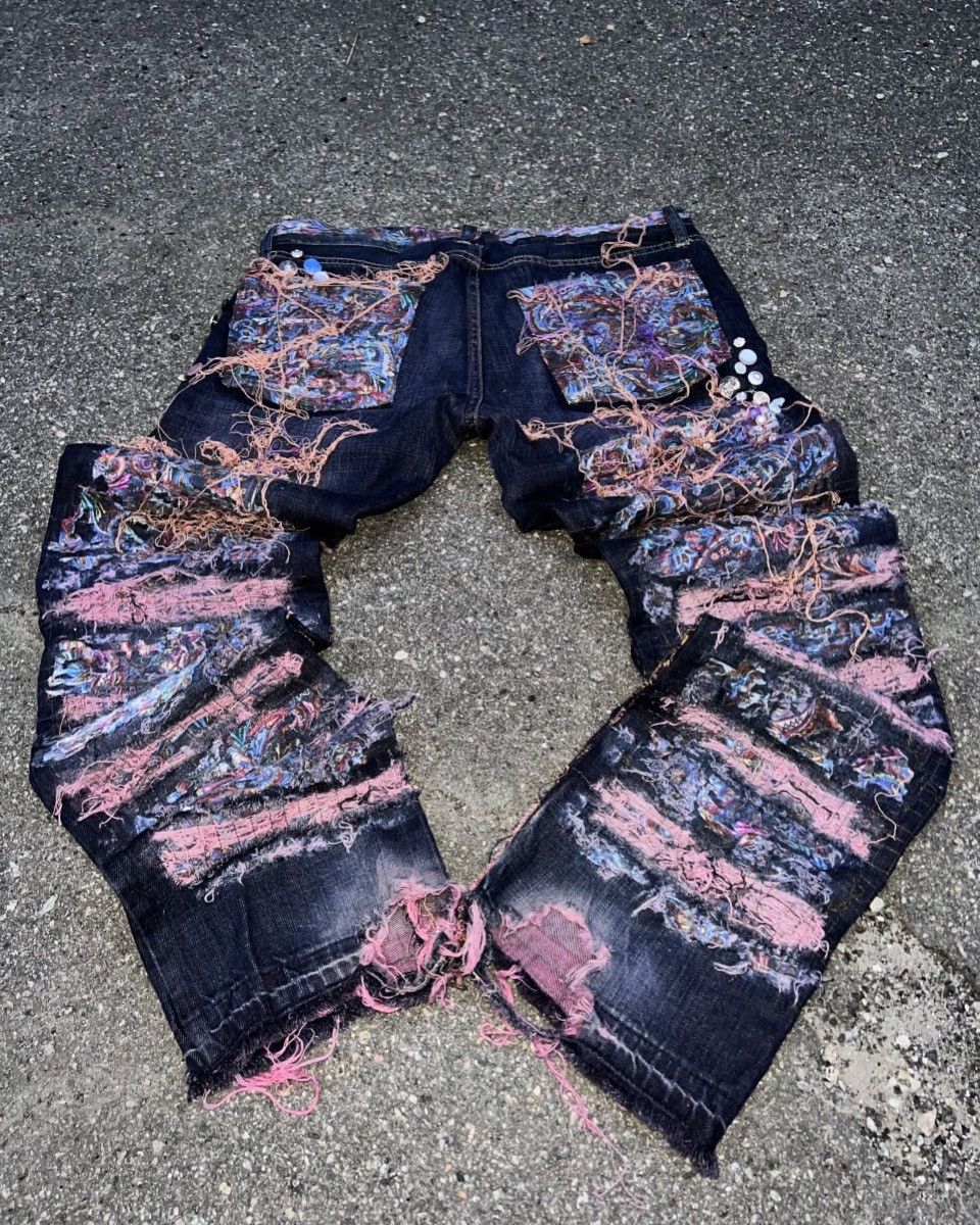Handmade × Japanese Brand 1of1 Distressed Japanese jeans in sashiko style BLOTTER Size US 33 - 2 Thumbnail