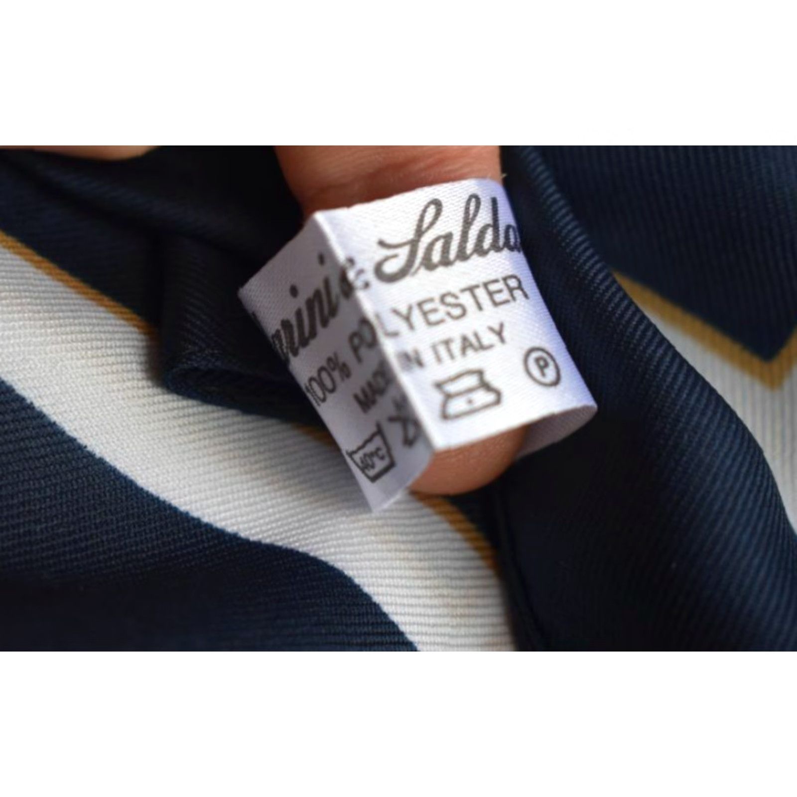 MCM VINTAGE Saldarini Italy Scarf Headscarf Square White Blue Stripe Pattern Polyester Womens 1980s MCM Size ONE SIZE - 6 Thumbnail