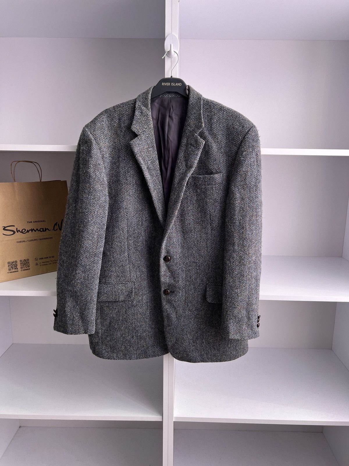 Harris Tweed × Vintage Vintage Harris Tweed Grey Blazer Size US L / EU 52-54 / 3 - 5 Thumbnail