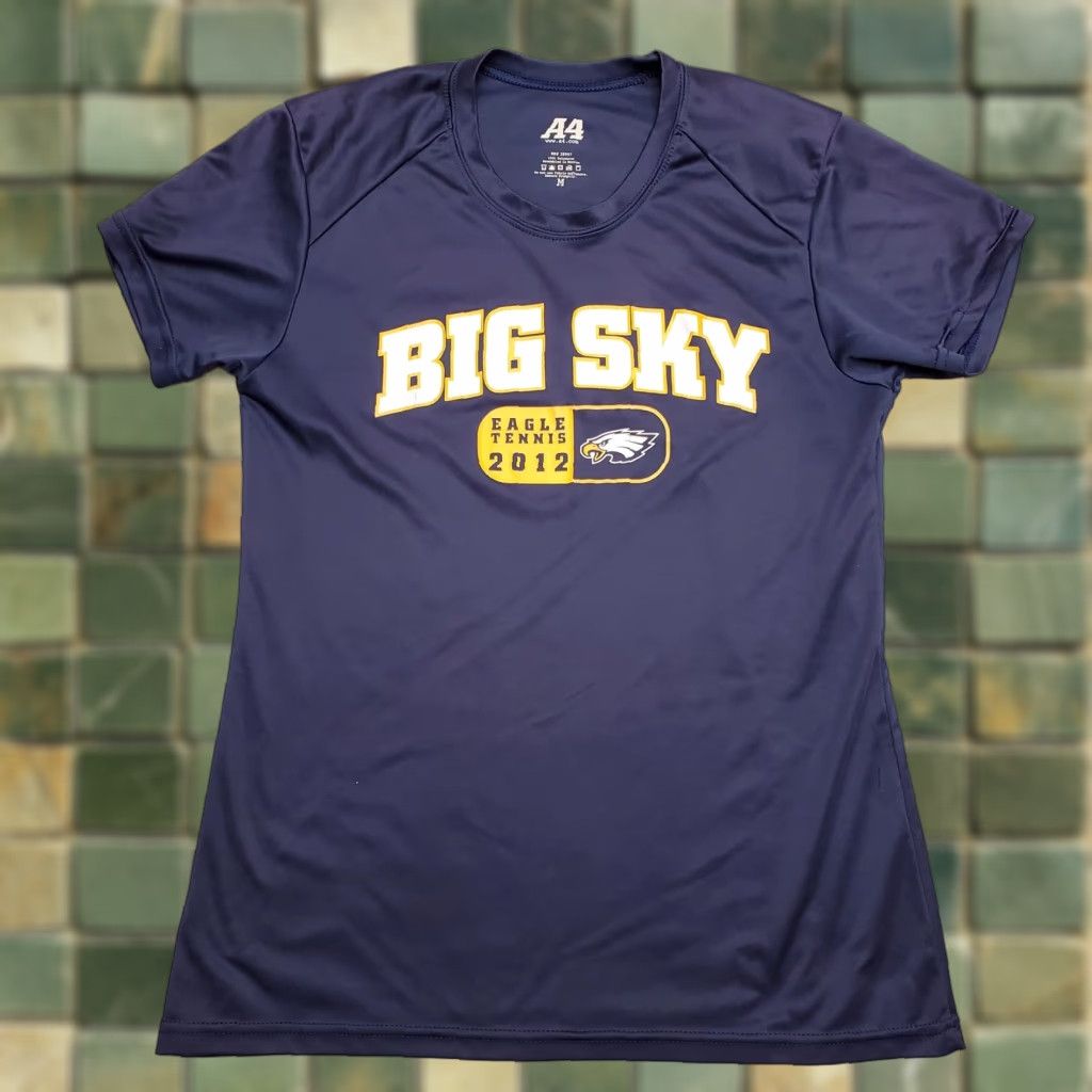 Vintage Montana Shirt Girls M Blue Big Sky Eagle Tennis Performance Casual TEE Size M / US 6-8 / IT 42-44 - 1 Thumbnail