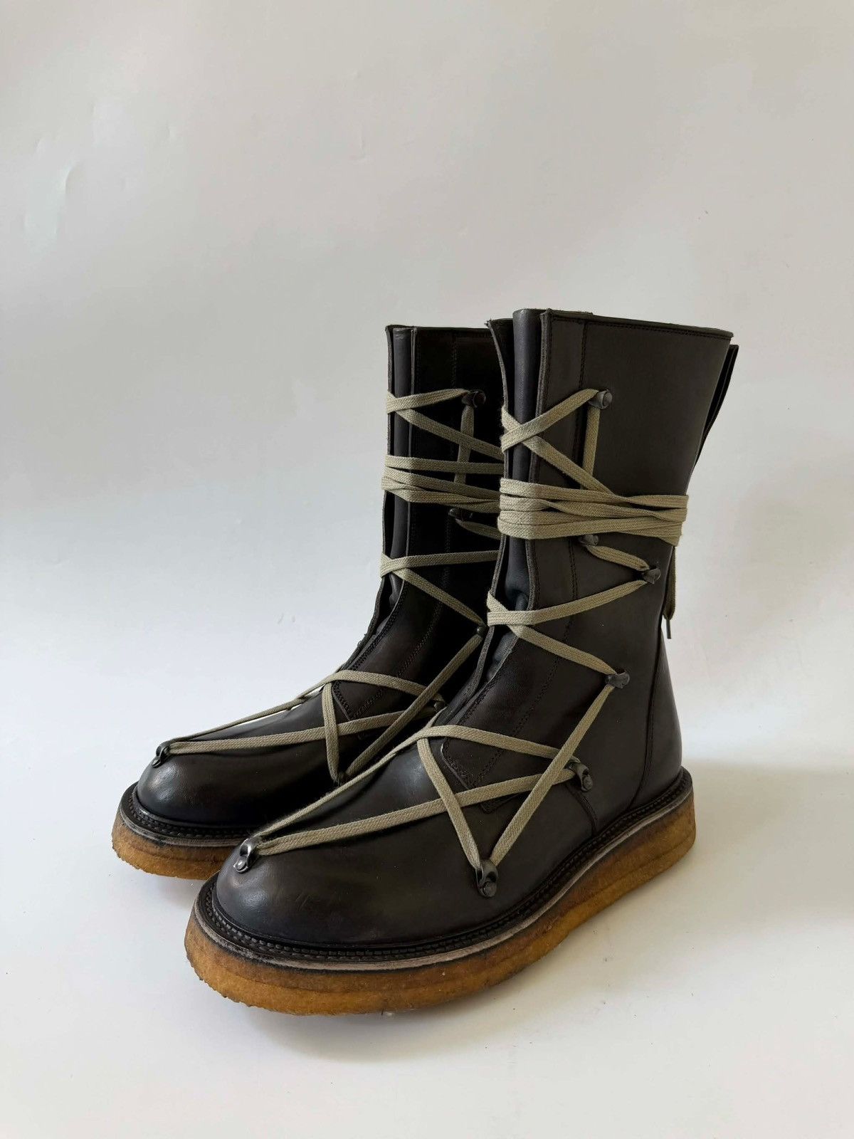 Rick Owens Rick Owens Black Lace-Up Creeper Boots Size US 11 / EU 44 - 1 Thumbnail