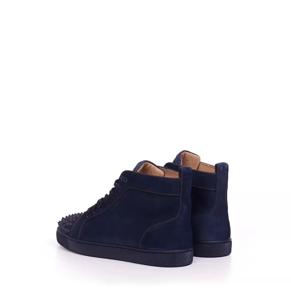 Christian Louboutin o1s1wg110924 Lou Spikes Orlat High Sneakers in Blue Size US 13 / EU 46 - 3 Thumbnail