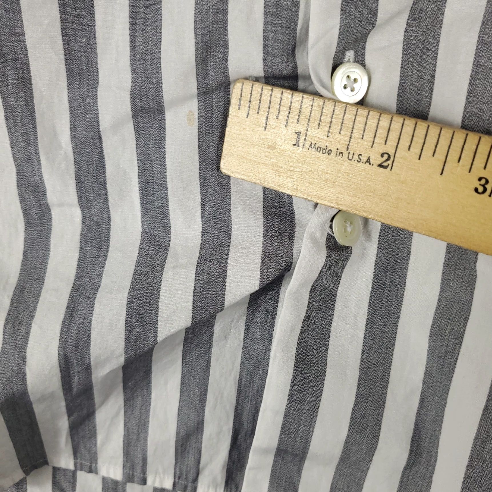 J.Lindeberg J. Lindeberg Shirt Mens Medium Gray Striped Button-Up Long Sleeve Slim Fit Cotton Size US M / EU 48-50 / 2 - 3 Thumbnail
