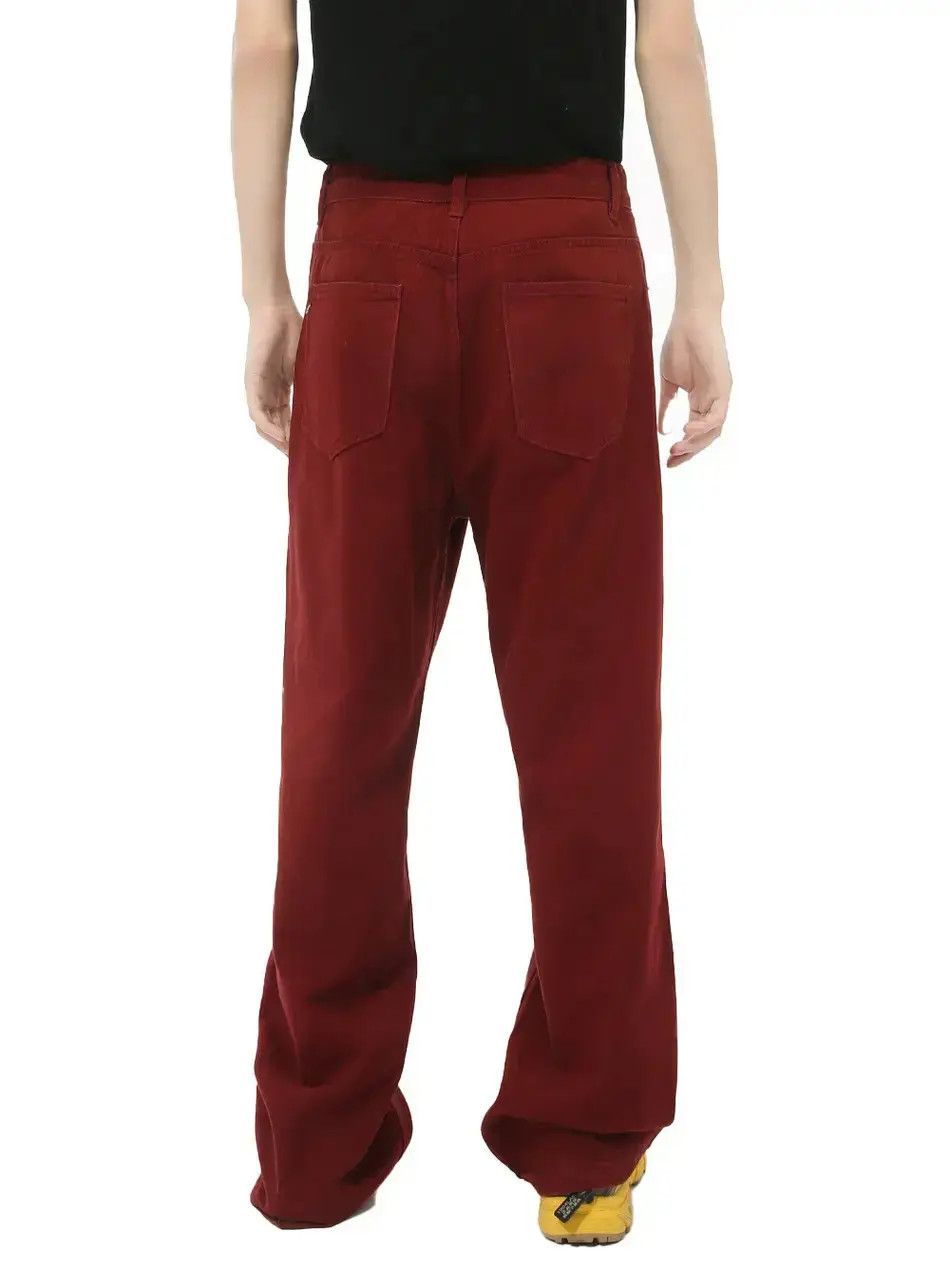 Japanese Brand Retro loose straight leg red high street jeans Size US 32 / EU 48 - 2 Thumbnail
