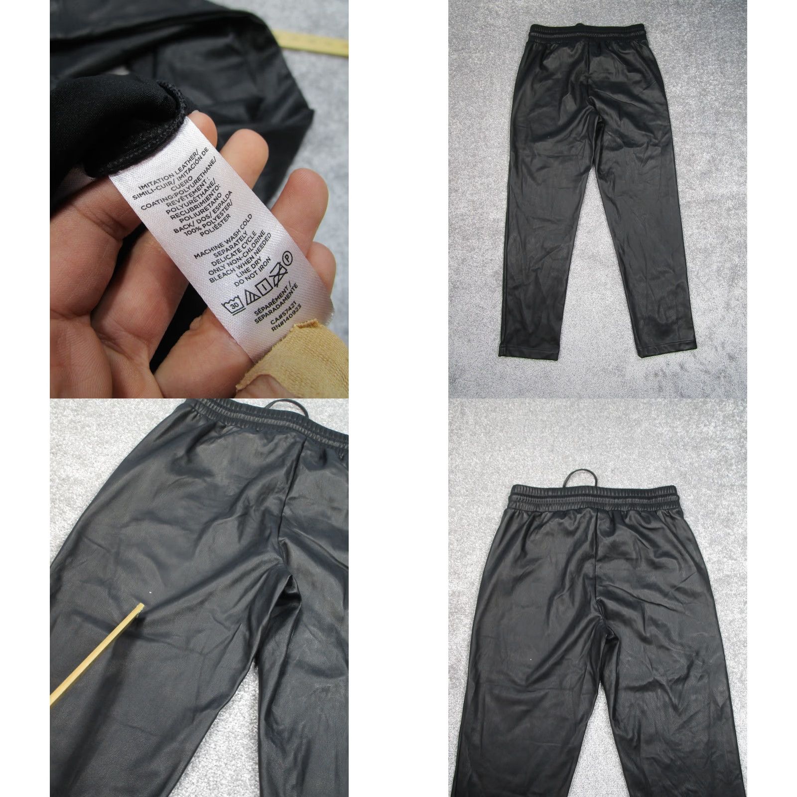 Loft Loft Pants M Tall Black Faux Leather Drawstring Tapered Front Flat Dress Pants Womens Size 32" / US 10 / IT 46 - 8 Thumbnail