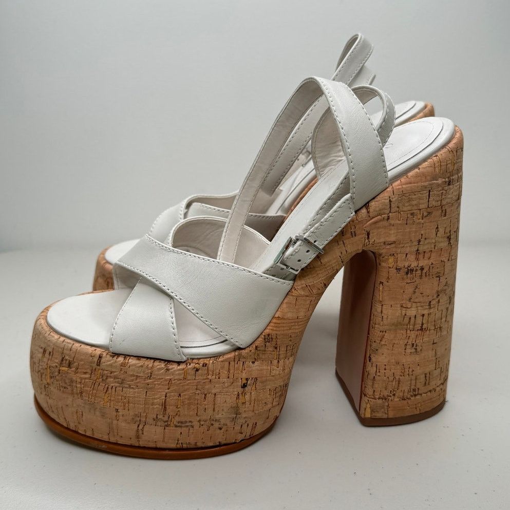 SCHUTZ NEW Schutz Pattie Cork White Sandal Pump Heels Platforms Size US 9.5 / IT 39.5 - 5 Thumbnail