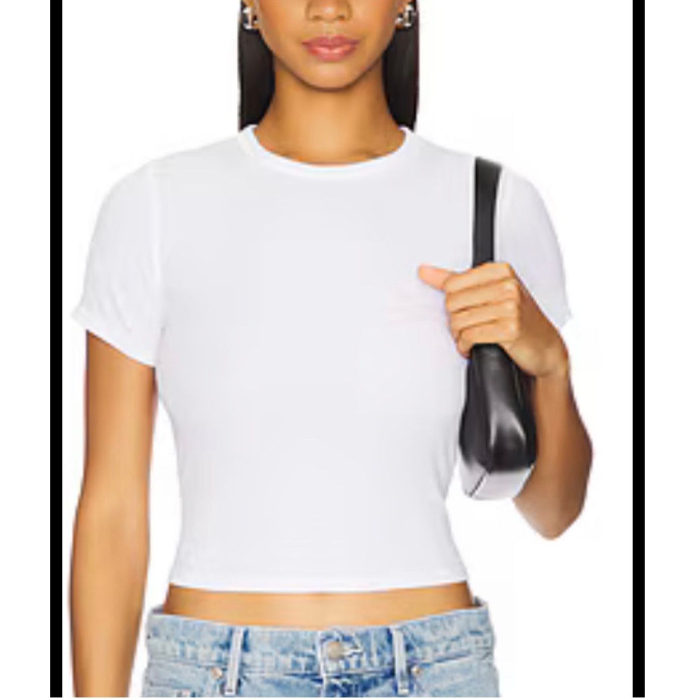 WeWoreWhat WeWoreWhat White Crop Crew Neck Short Sleeve TShirt XS NWOT Size XS / US 0-2 / IT 36-38 - 1 Thumbnail