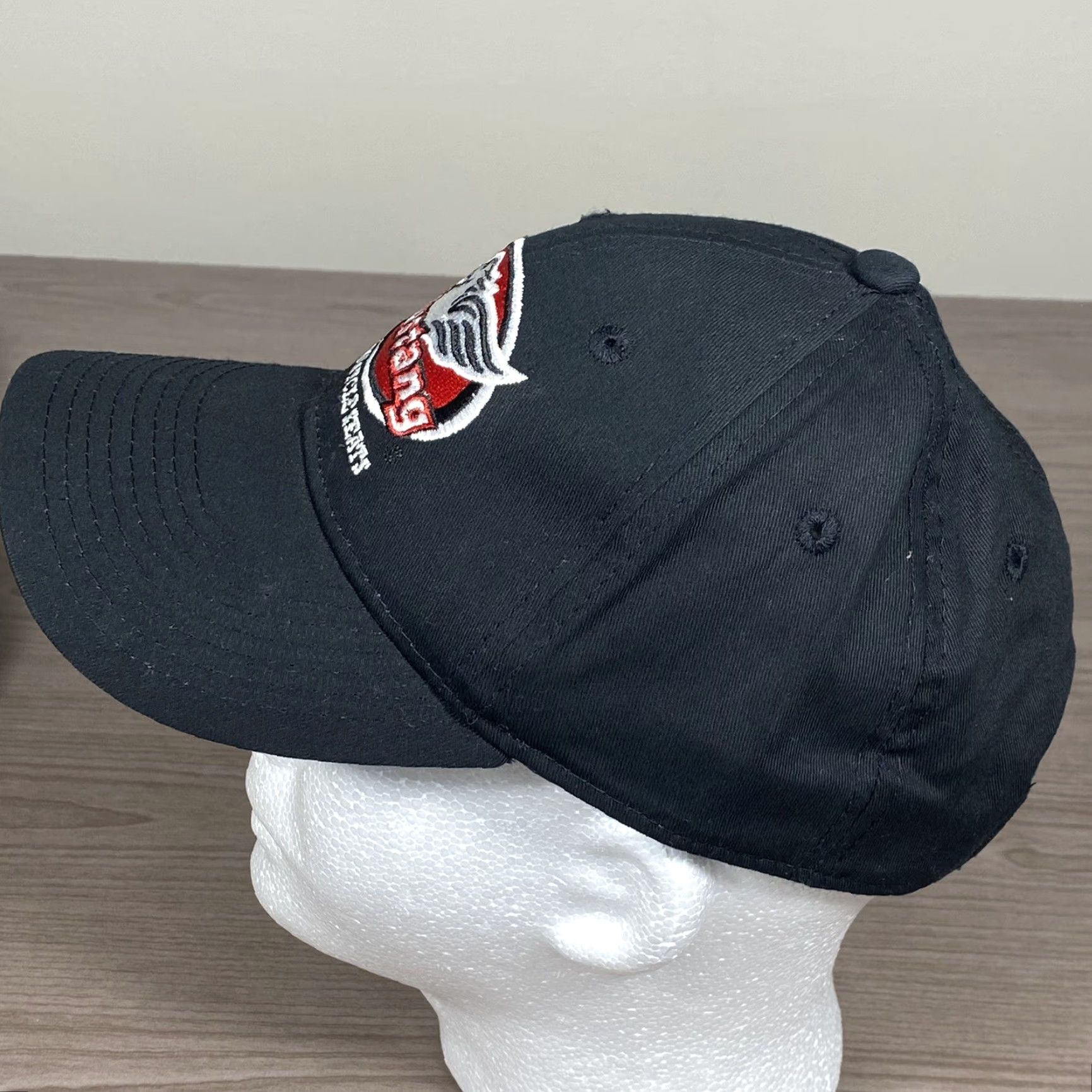 Vintage MUSTANG MOTORCYCLE SEATS Baseball Cap Hat Adjustable Strap Black 100% Cotton Men One Size Velcro Logo Advertising Memorabilia Size ONE SIZE - 2 Thumbnail