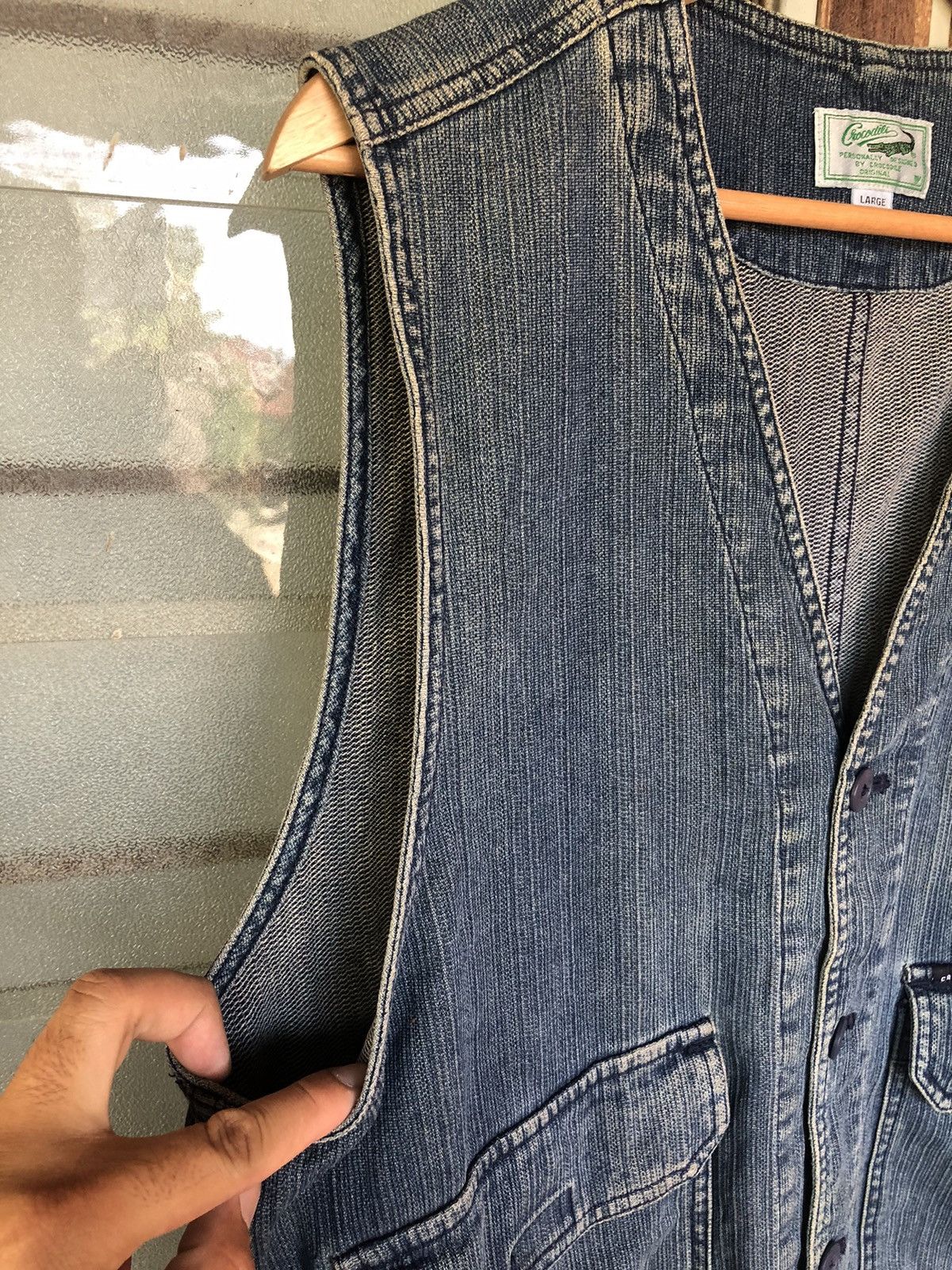 If Six Was Nine × Japanese Brand × Vintage Vintage Crocodile Denim Blue Distressed Vest Jacket Size US L / EU 52-54 / 3 - 4 Thumbnail