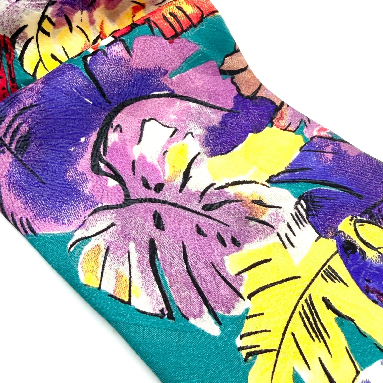 Vintage Vintage 90s Teal 100% Silk Tropical Parrot Print Necktie Size ONE SIZE - 5 Thumbnail