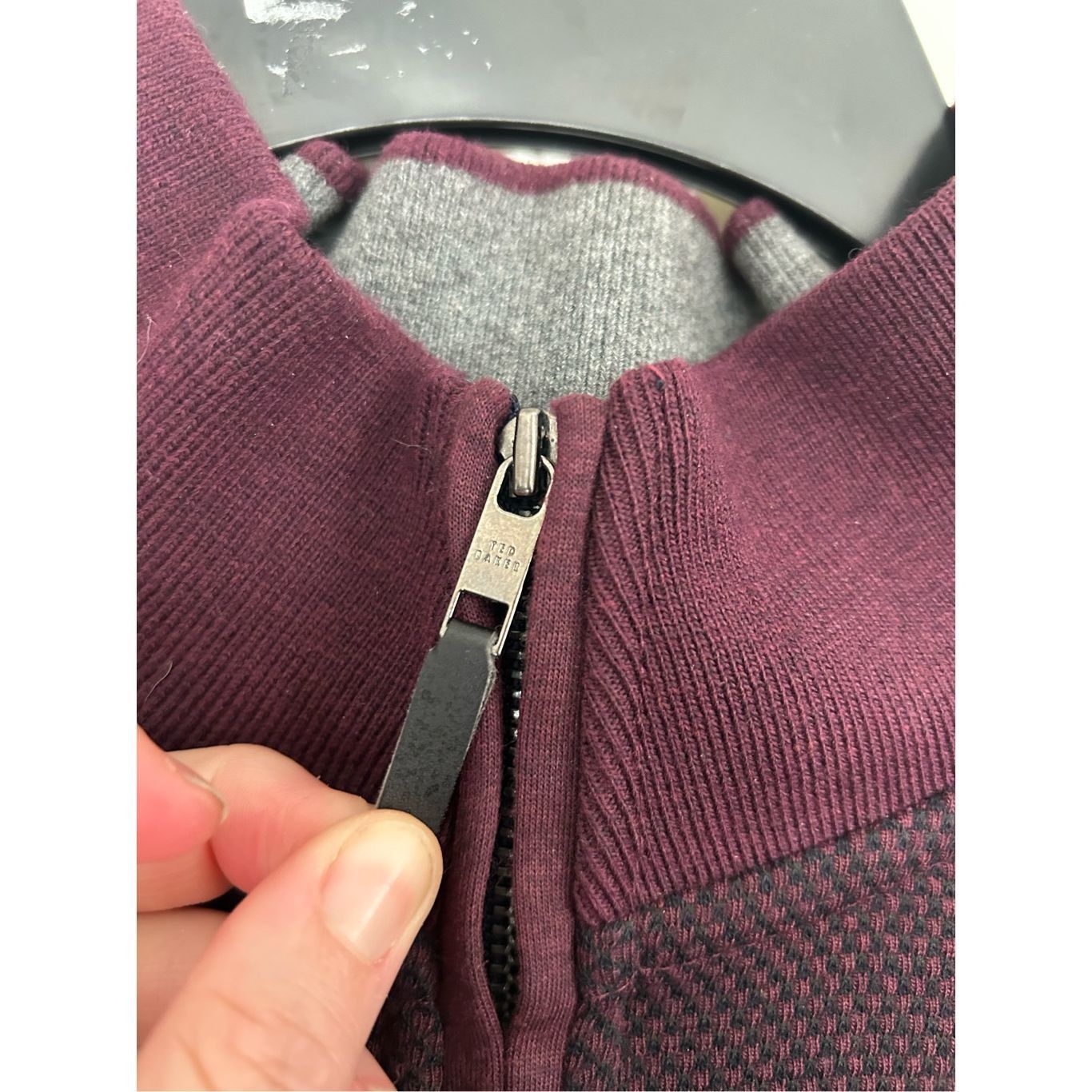 Ted Baker Ted Baker Maroon Burgundy Quarter-Zip Sweater, Ted Sz 7/ US Size US XXL / EU 58 / 5 - 3 Thumbnail