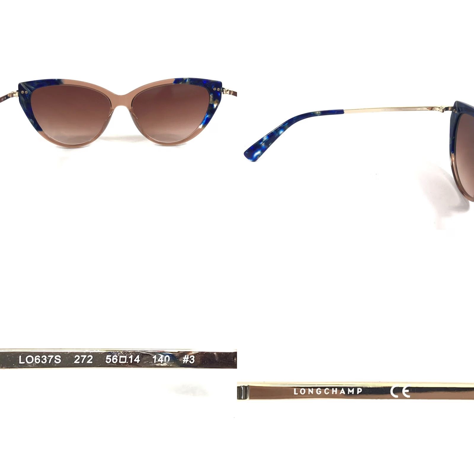 Longchamp Sunglasses LO637S 272 Blue Brown Gold Cat Eye w  display picture 3
