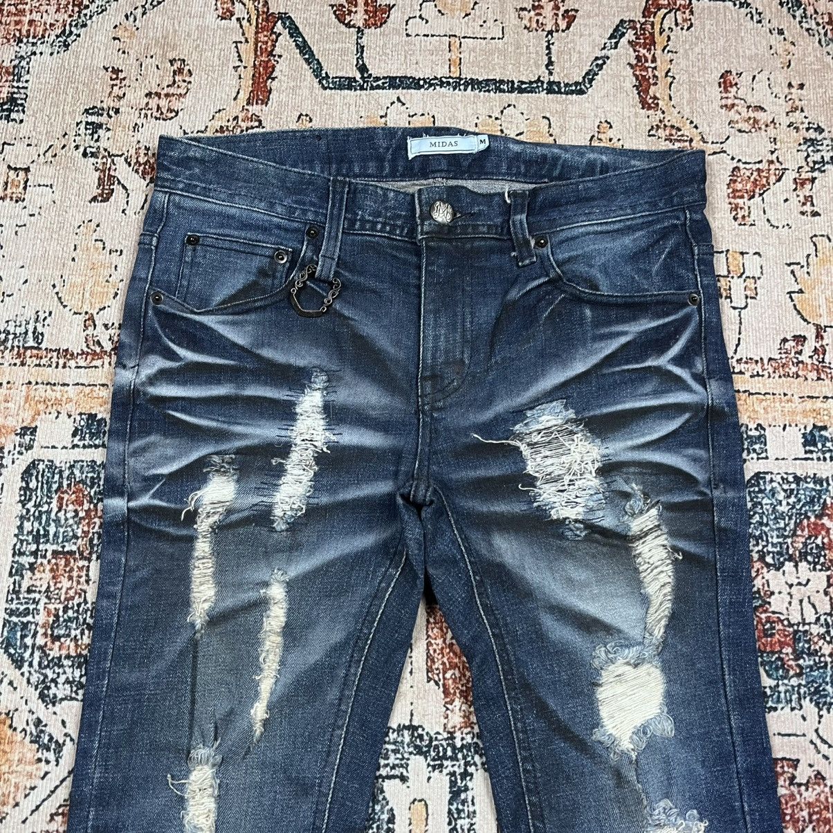 Japanese Brand Y2K Midas Distressed Denim Pants Size US 30 / EU 46 - 3 Thumbnail