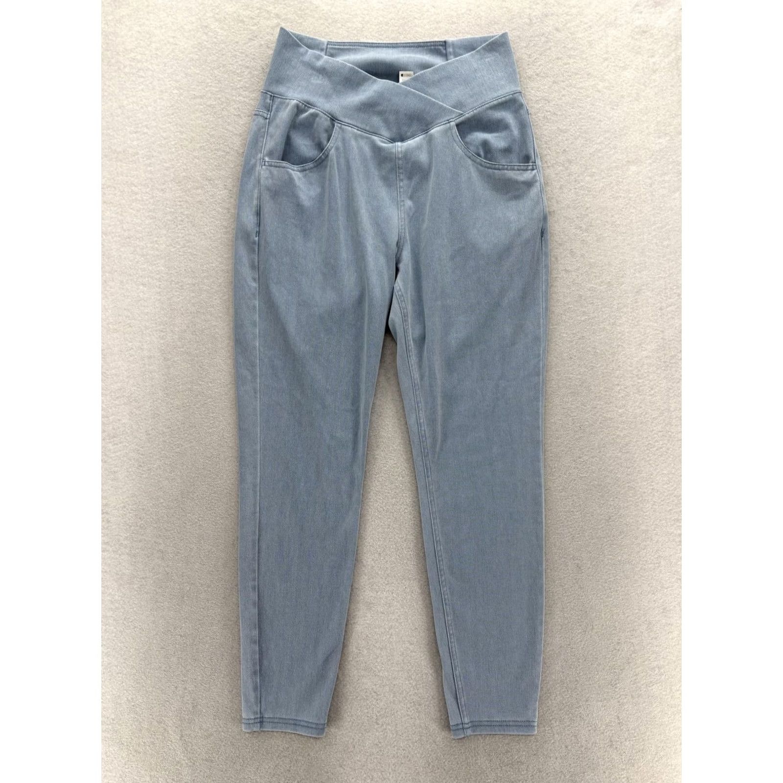 Vintage Halara Jeans Jegging Womens M Blue Light Wash High Rise Stretch Denim Pants Pockets 25in Inseam Slim Cotton Polyester Spandex 28in Waist Womens Jeans Size 32" / US 10 / IT 46 - 2 Thumbnail