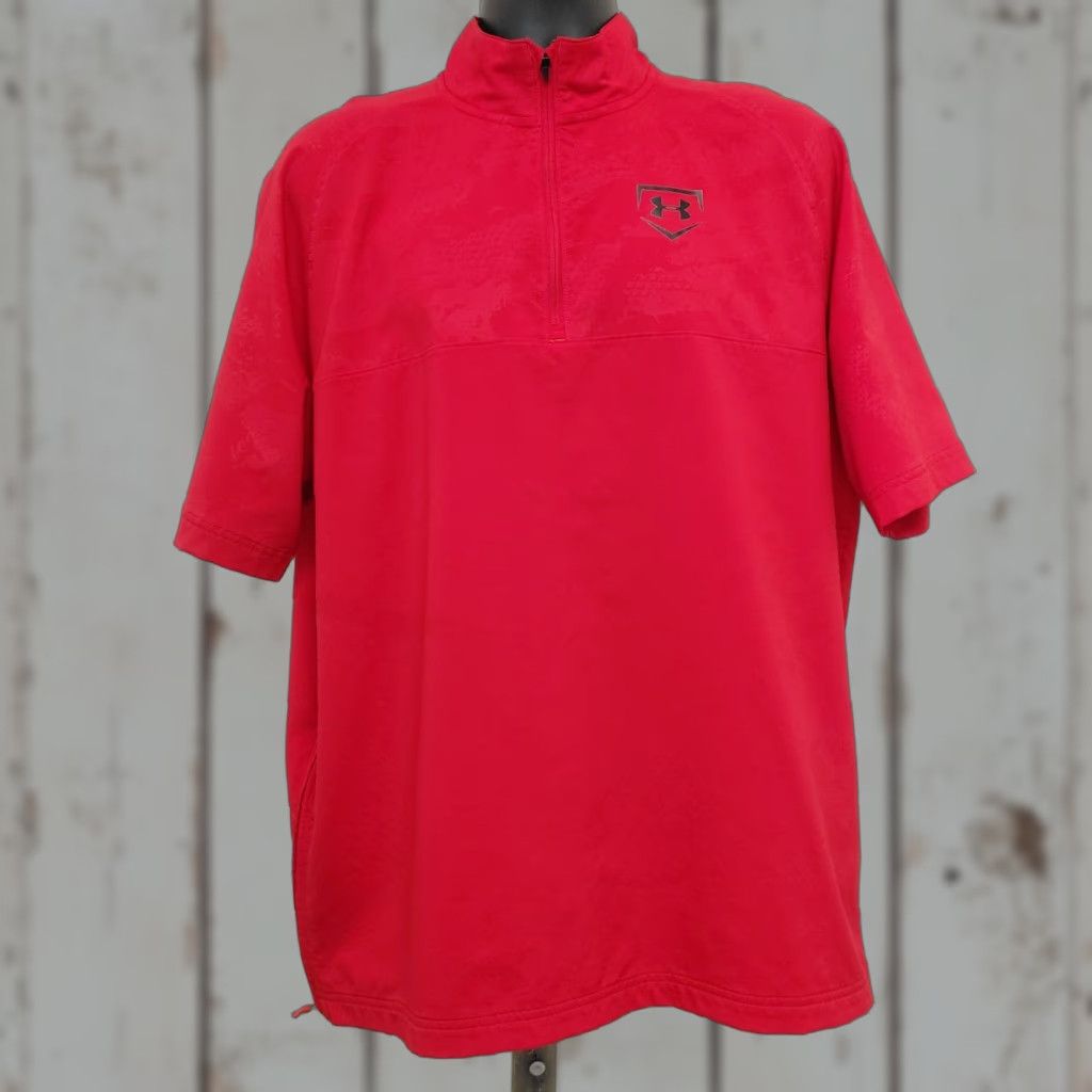 Under Armour Under Armour HeatGear 1/4 Zip Shirt Men XL Red Loose Fit Short Sleeve Functional Breathable Lightweight Utility Shirt Size US XL / EU 56 / 4 - 1 Thumbnail