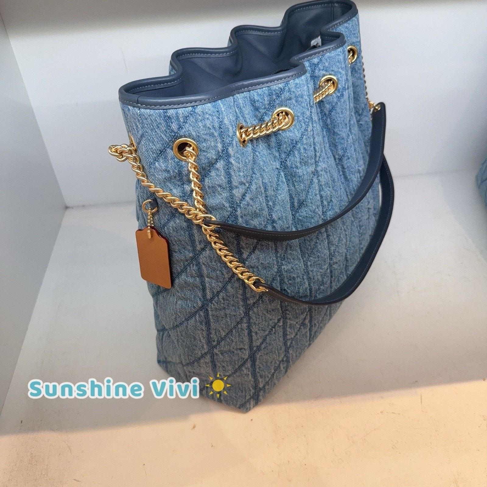 Coach NWT Coach Evelyn Large Shoulder Bag Cotton CDC01 Indigo Size ONE SIZE - 4 Thumbnail