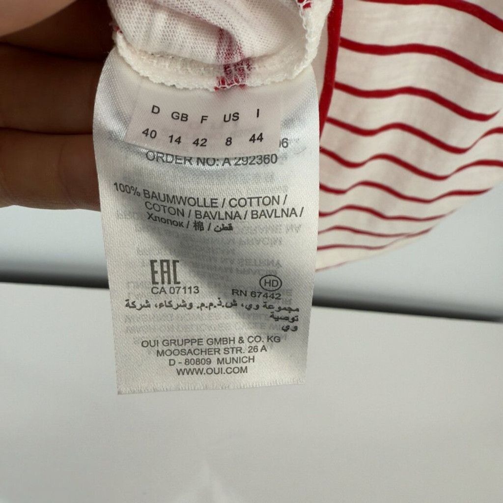Other OUI Striped Cotton Red White T-Shirt Lace Boat Round Size 8 Size M / US 6-8 / IT 42-44 - 11 Thumbnail