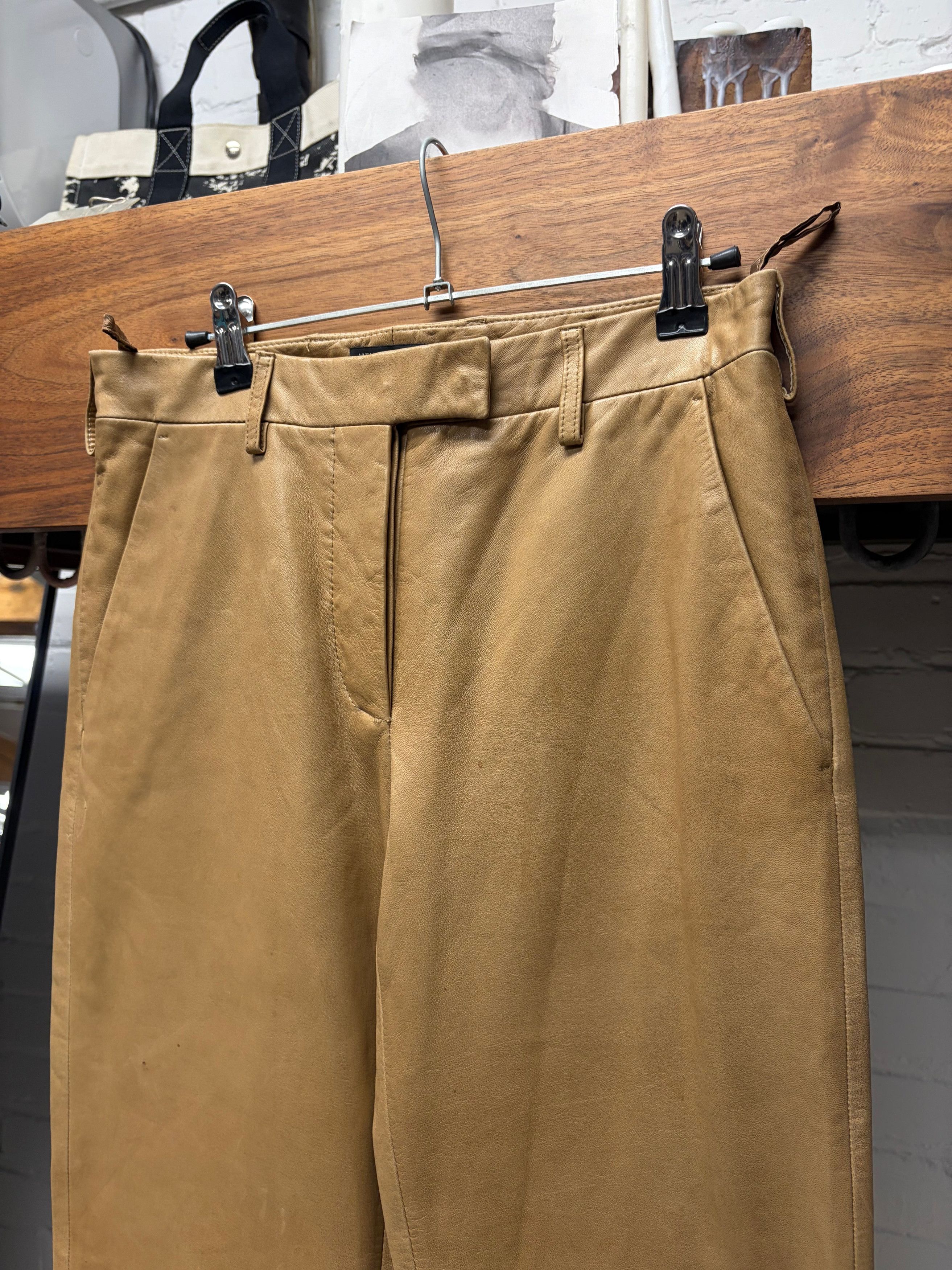 Helmut Lang Vintage Helmut Lang ‘Caramel Brown’ Lambskin Leather Pants Size US 30 / EU 46 - 2 Thumbnail