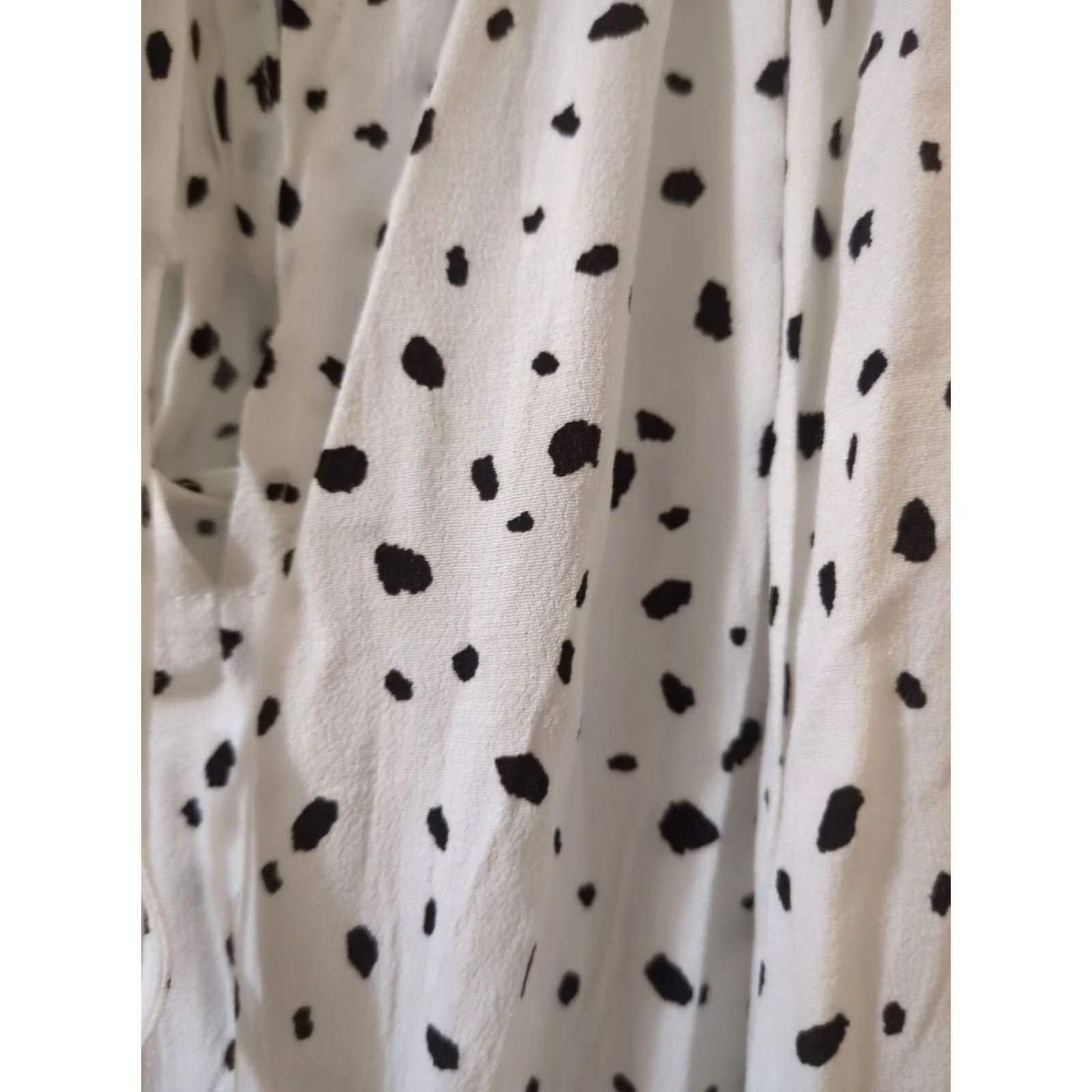 Vintage Blue B Romper Women's Flutter Sleeve Ruffle Print White Black Size L Size 36" / US 14 / IT 50 - 2 Thumbnail