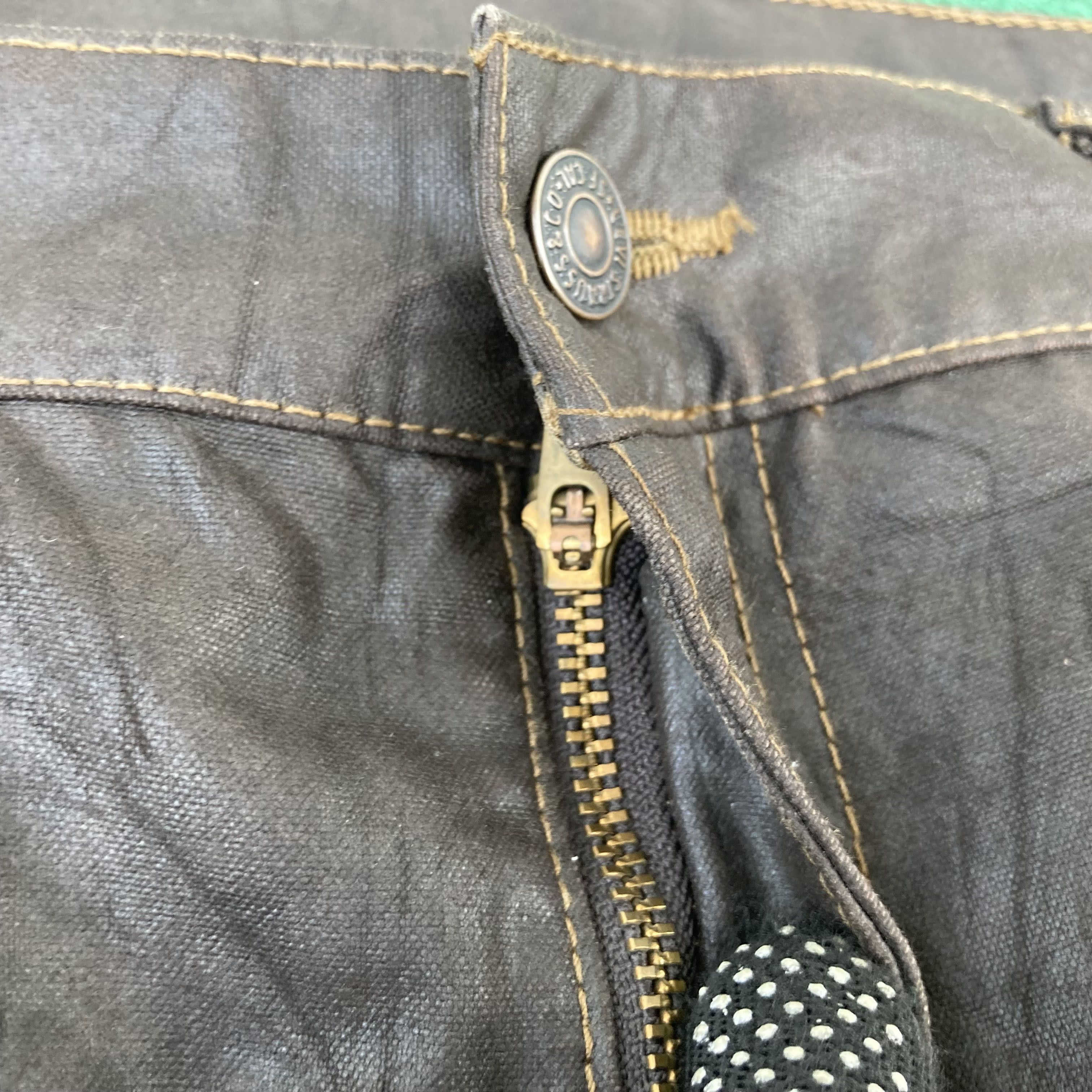 Levi's × Vintage Vtg 35x31 Levis 505 Wax Coated Sz 35 Waxed Coated Jeans Size US 35 - 4 Thumbnail