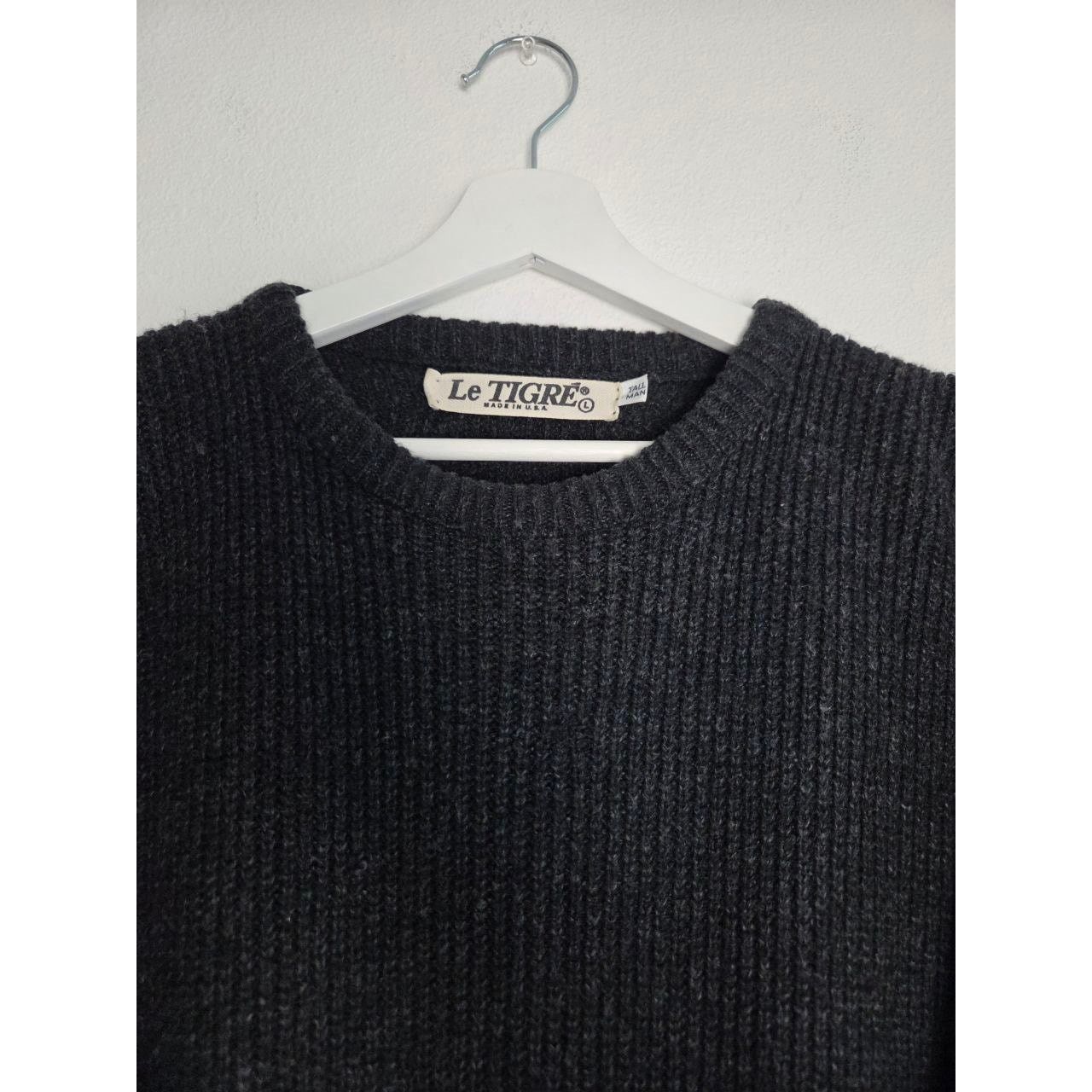Le TIGRE Vintage Le Tigre Sweater Mens Large Charcoal Black Made USA Size US L / EU 52-54 / 3 - 3 Thumbnail