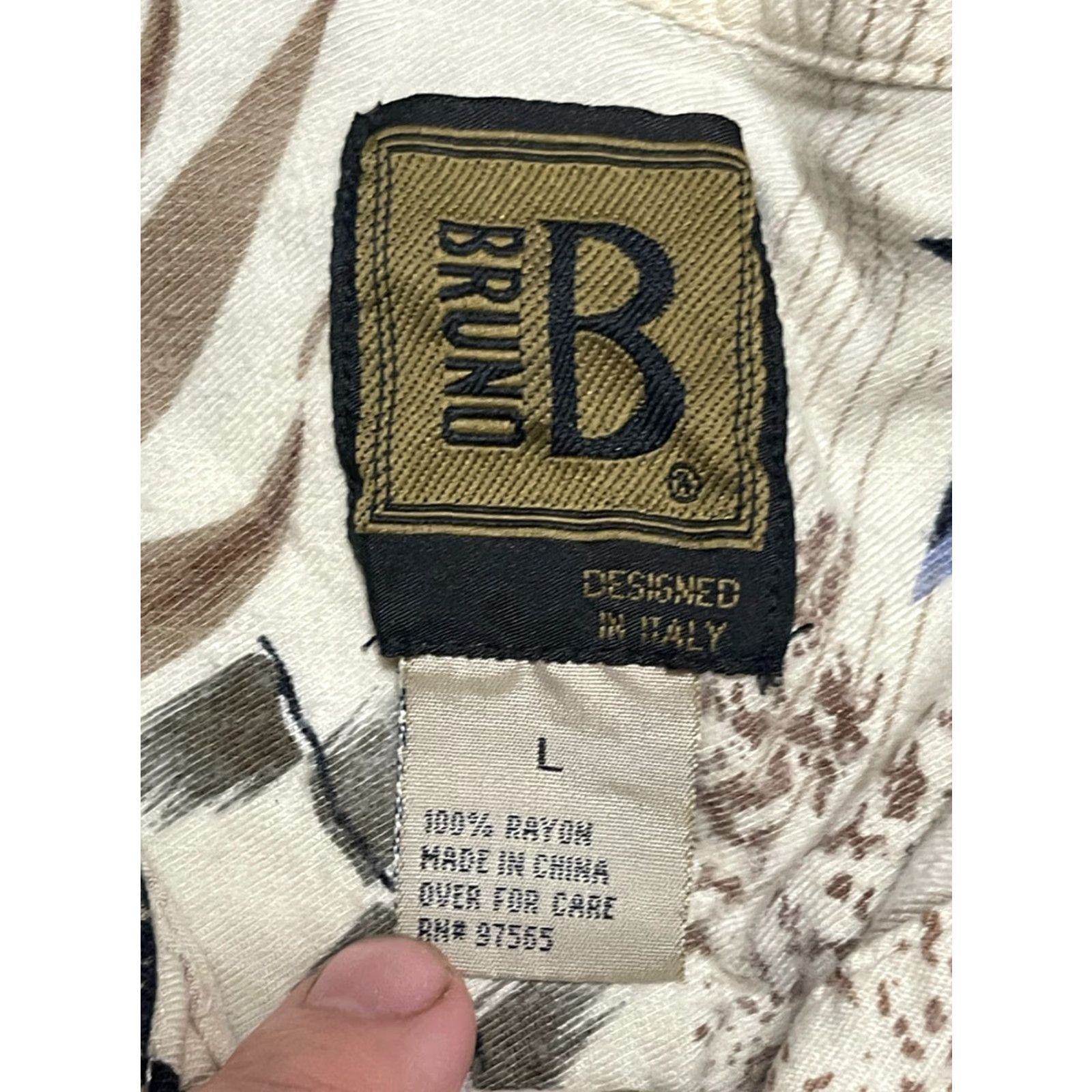 Vintage BRUND Shirt Mens Large White Black Tan Short Sleeve Button Up Shirt Size US L / EU 52-54 / 3 - 6 Thumbnail