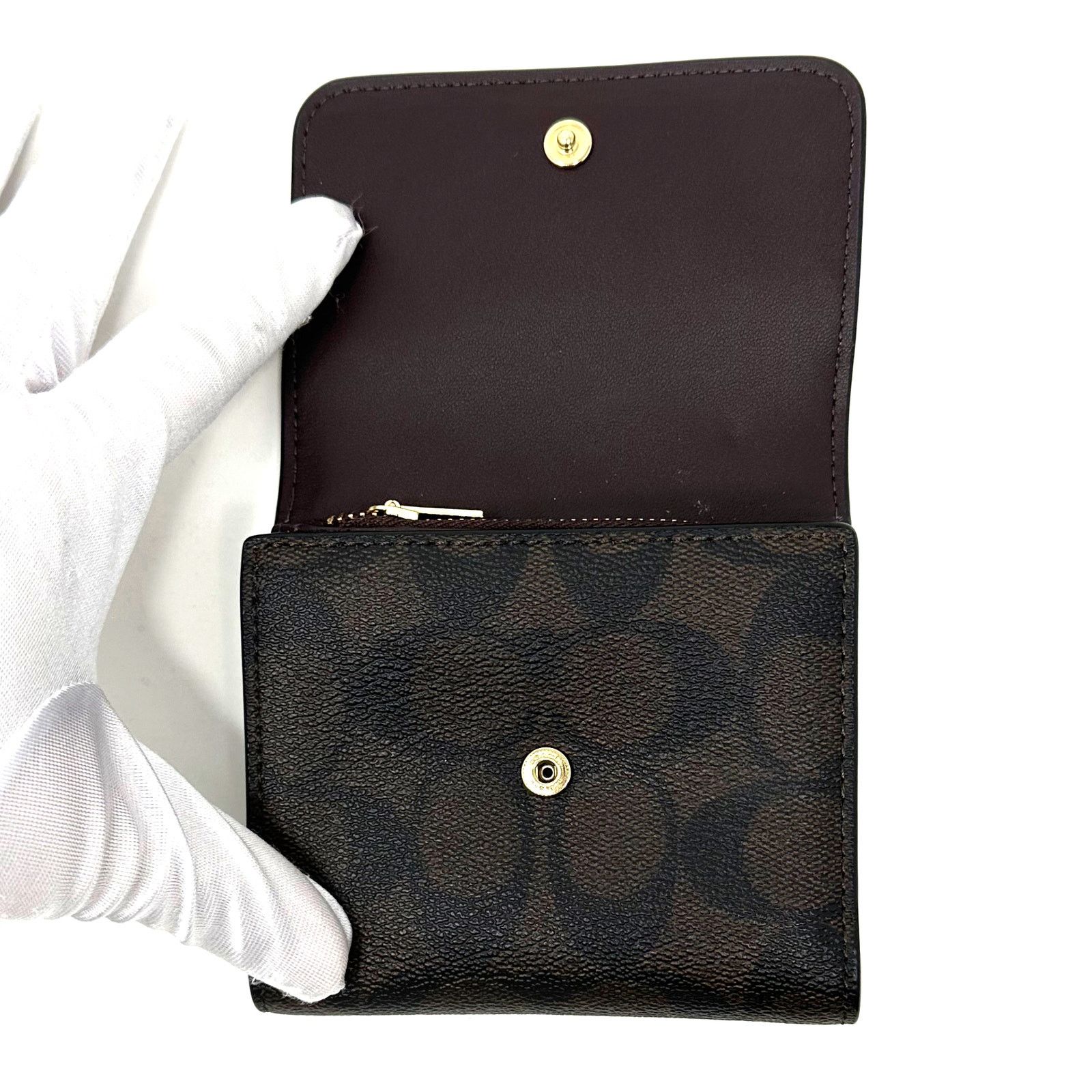 Coach Coach Small Trifold Wallet Brown Black Leather CE930 Size ONE SIZE - 5 Thumbnail
