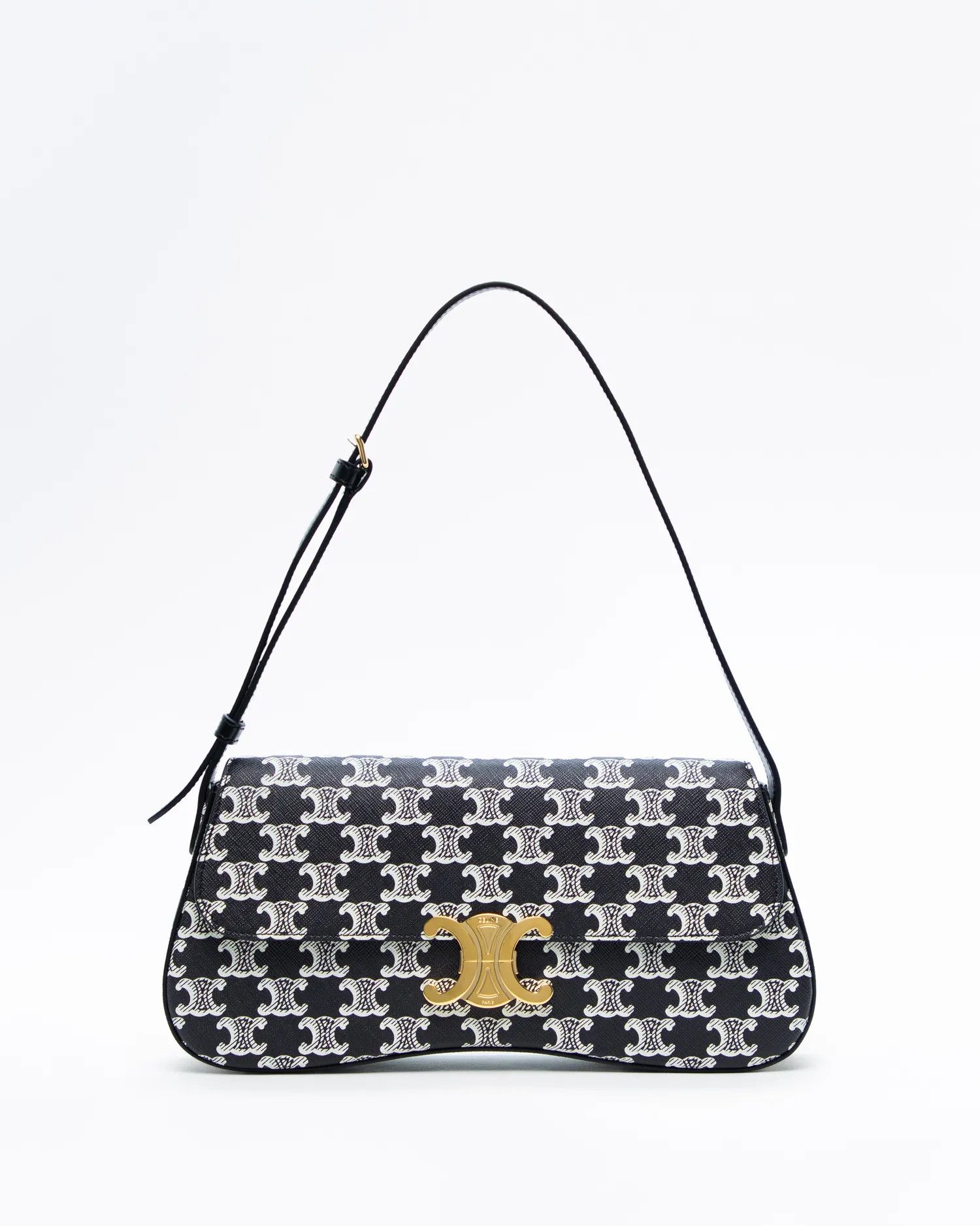 Celine CELINE Lola Triomphe medium black & white coated canvas bag Size ONE SIZE - 1 Thumbnail