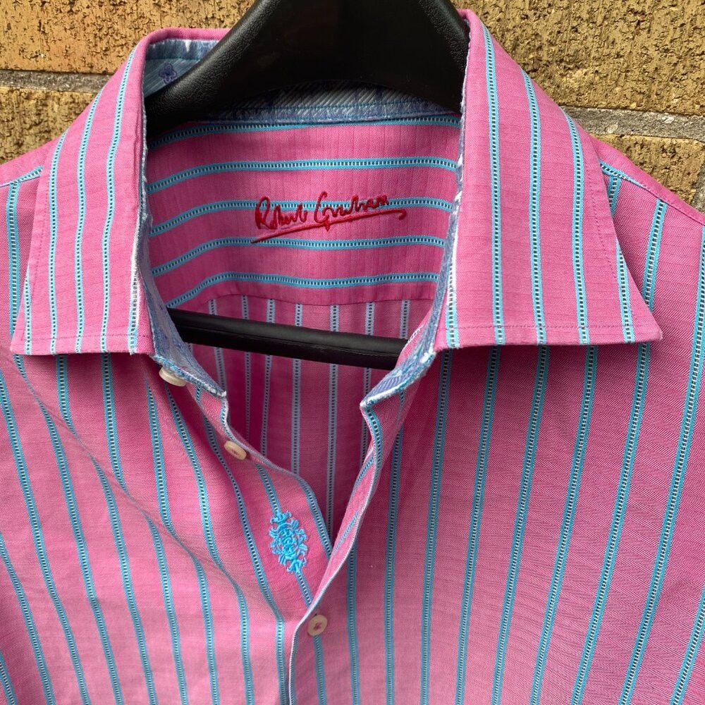 Robert Graham Robert Graham Striped Button Up Dress Shirt Pink Blue Large Size US L / EU 52-54 / 3 - 6 Thumbnail